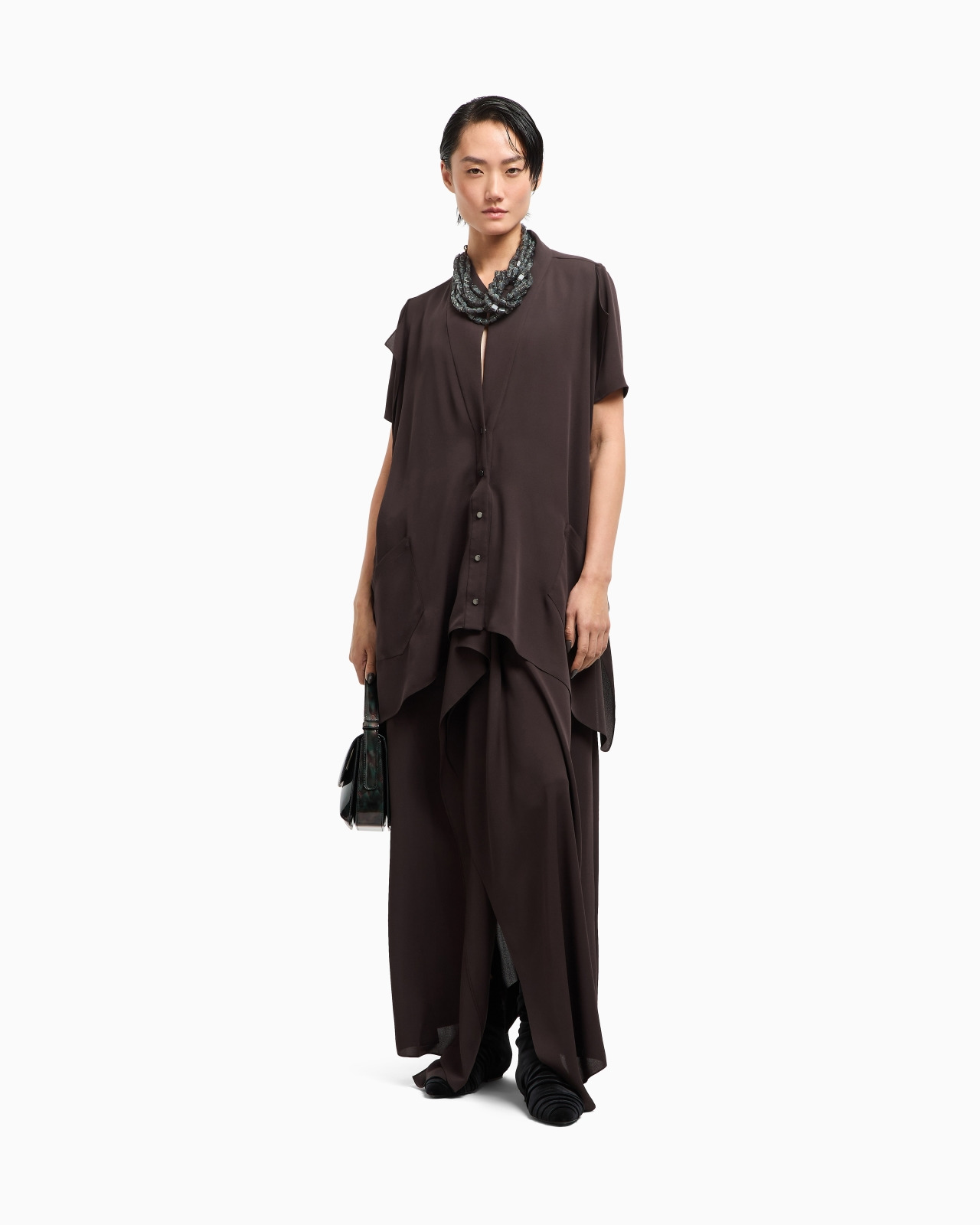 LONG TRIPLE SILK GEORGETTE DRESS - 2