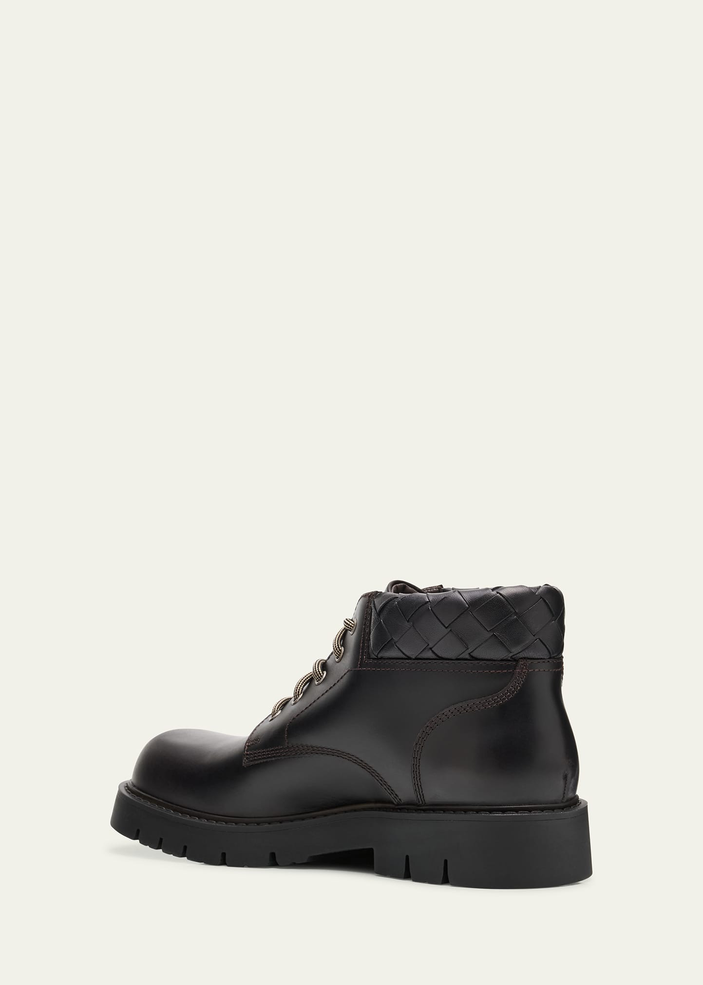 Men's Haddock Intrecciato-Collar Leather Lace-Up Boots - 2