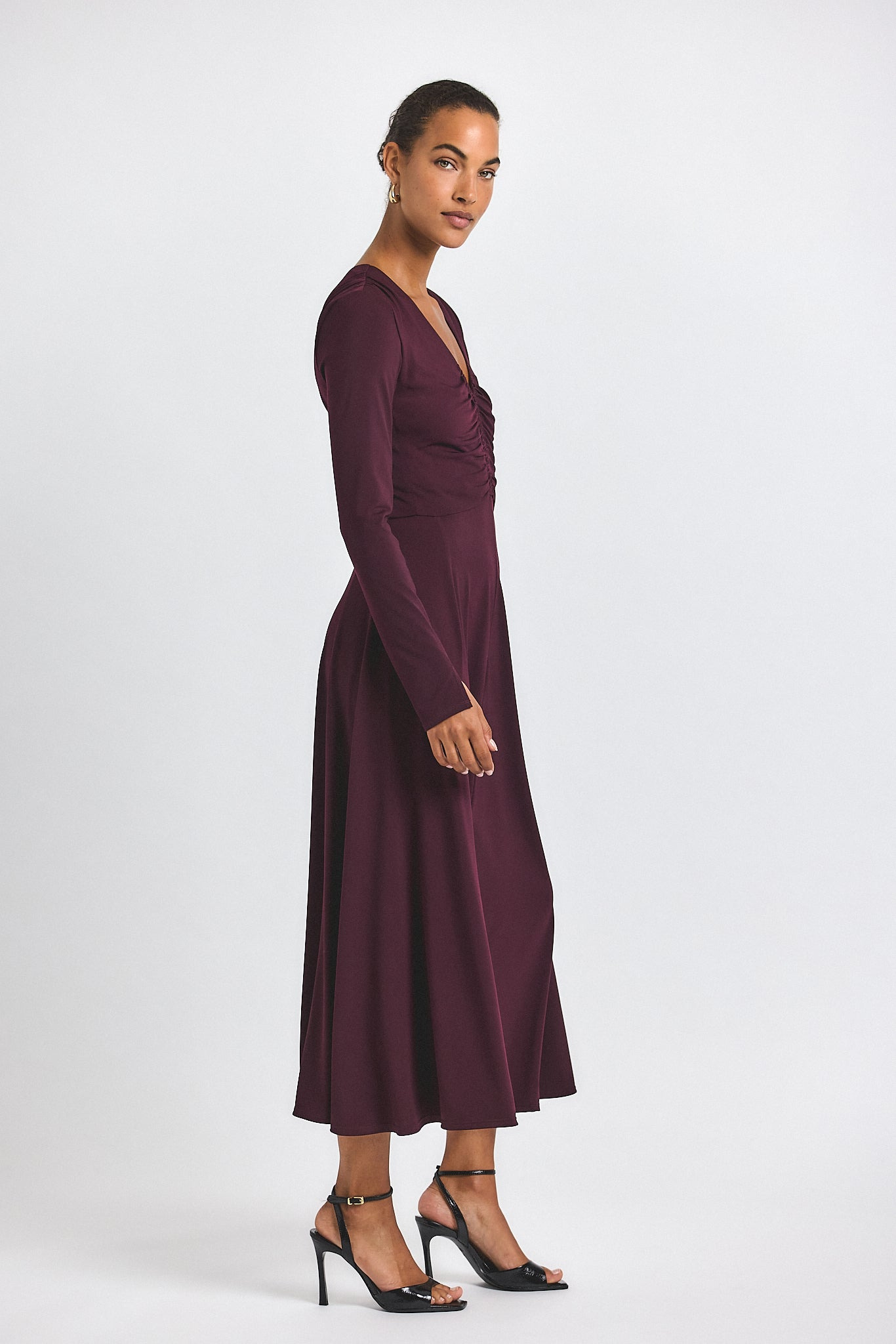 ISABELLA RUCHED FRONT LONG SLEEVE DRESS - 4