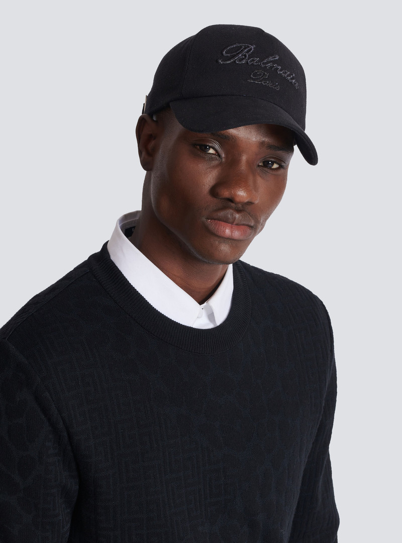 Cotton baseball cap with Balmain Signature embroidery 6