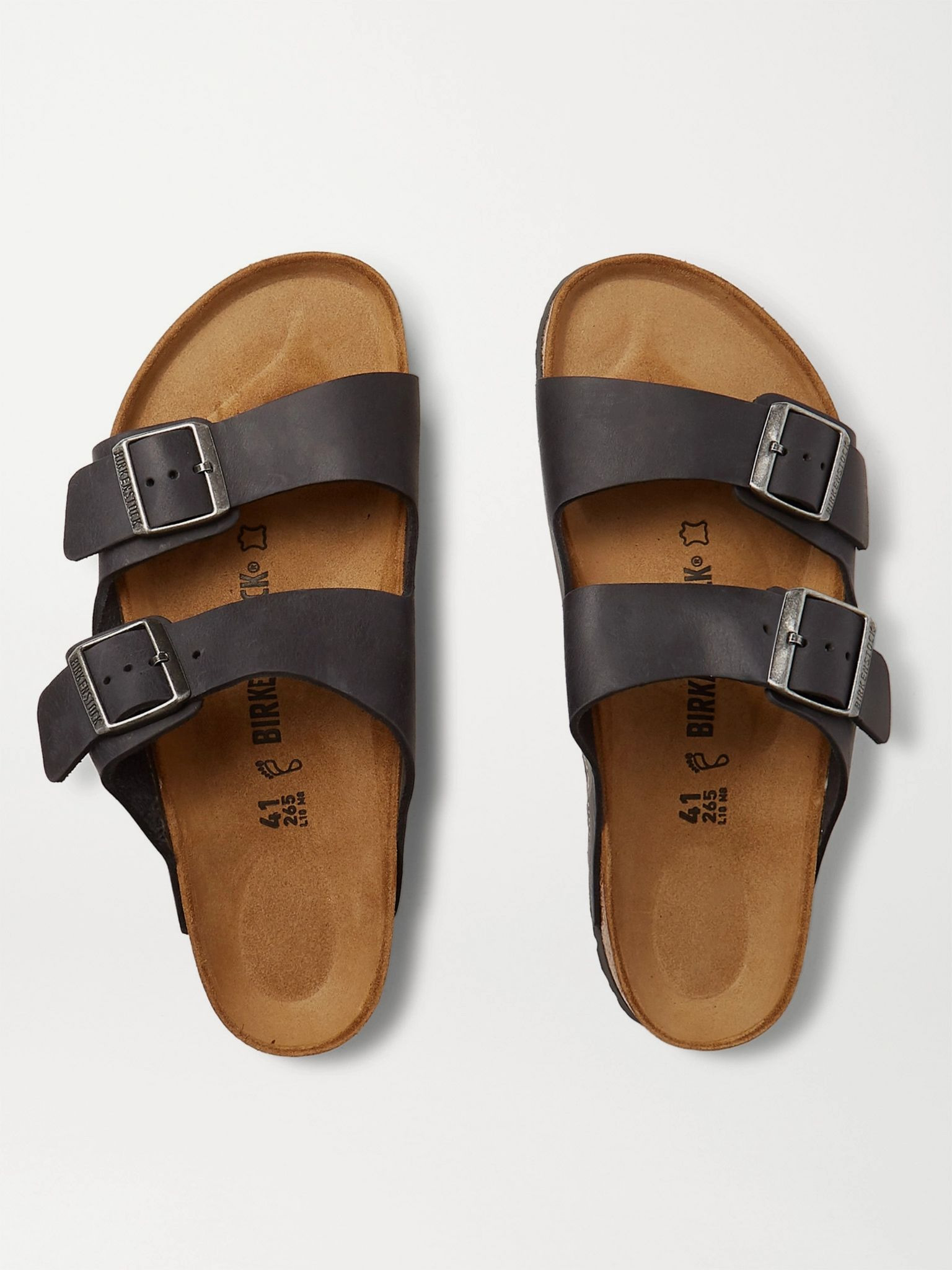 Arizona Oiled-Leather Sandals Black - 7