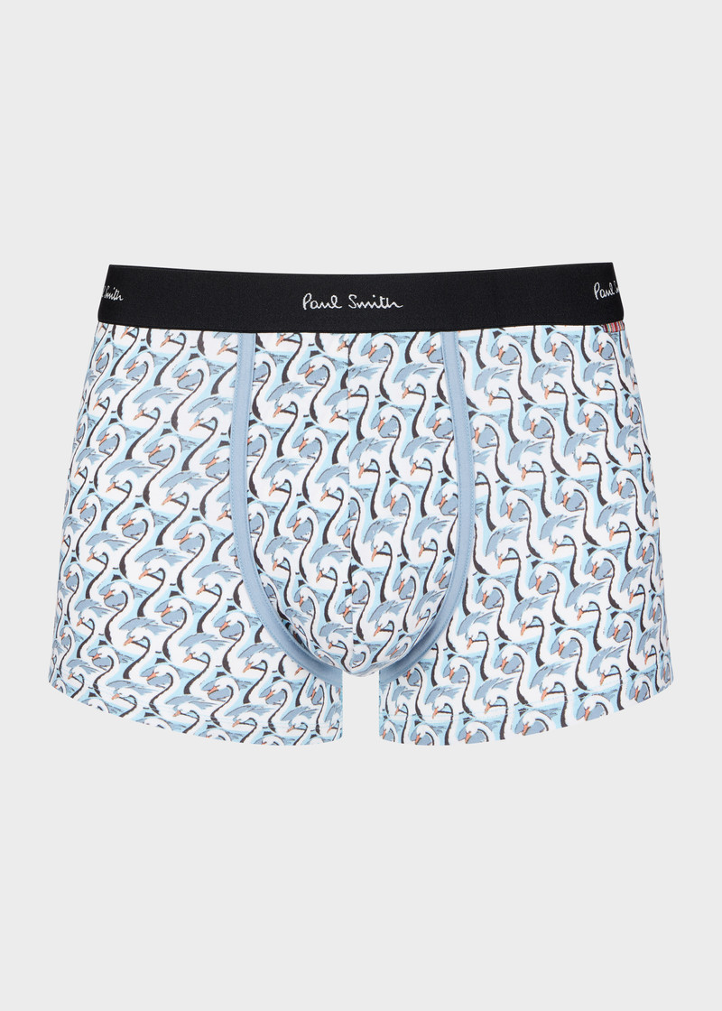 Light Blue 'Swan' Print Boxer Briefs 1