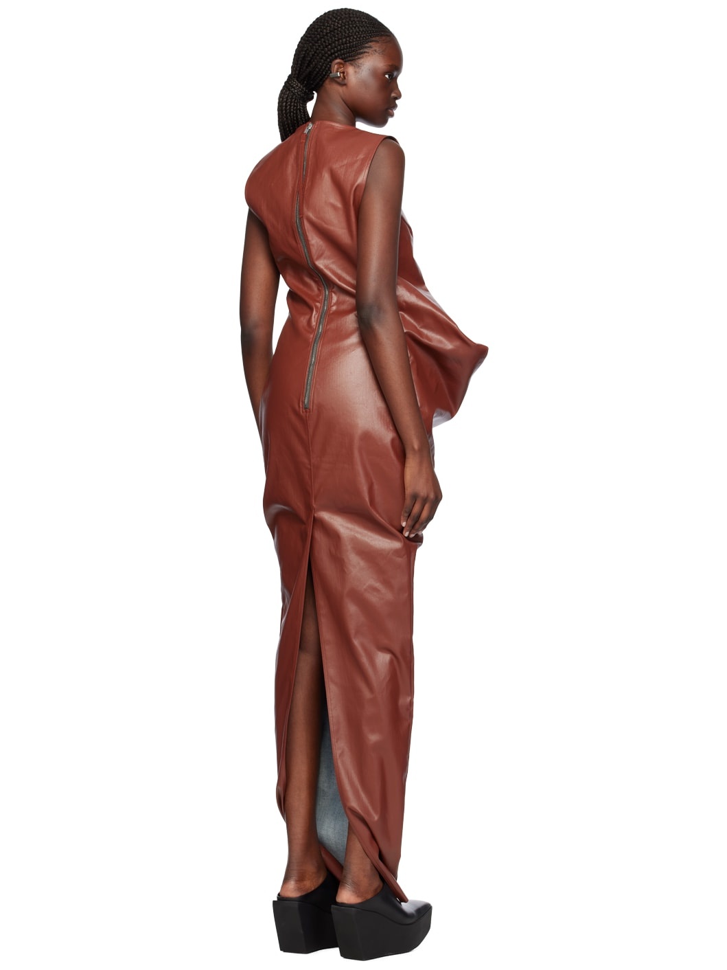 Burgundy Elipse Denim Maxi Dress - 3
