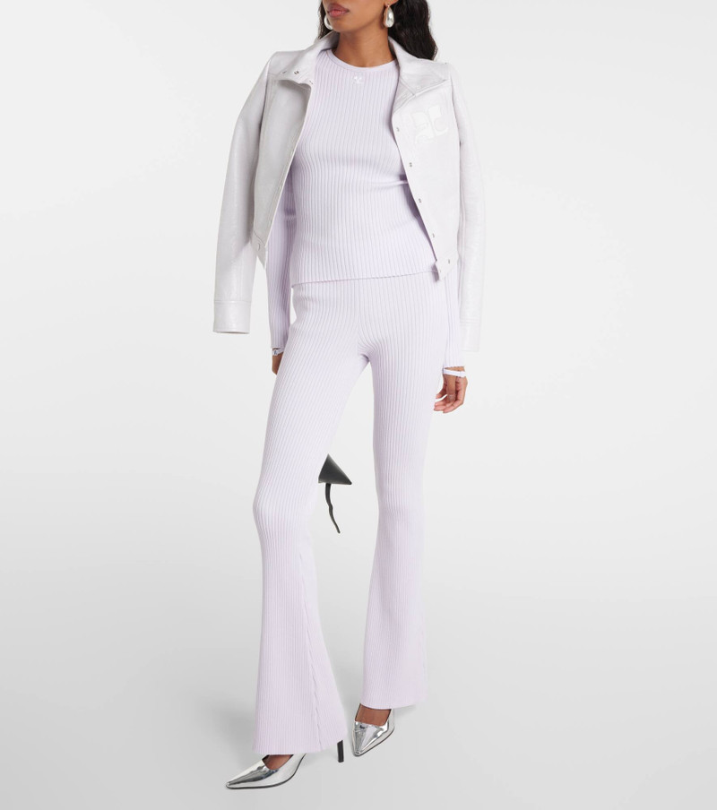 courrèges Logo cutout ribbed-knit top outlook