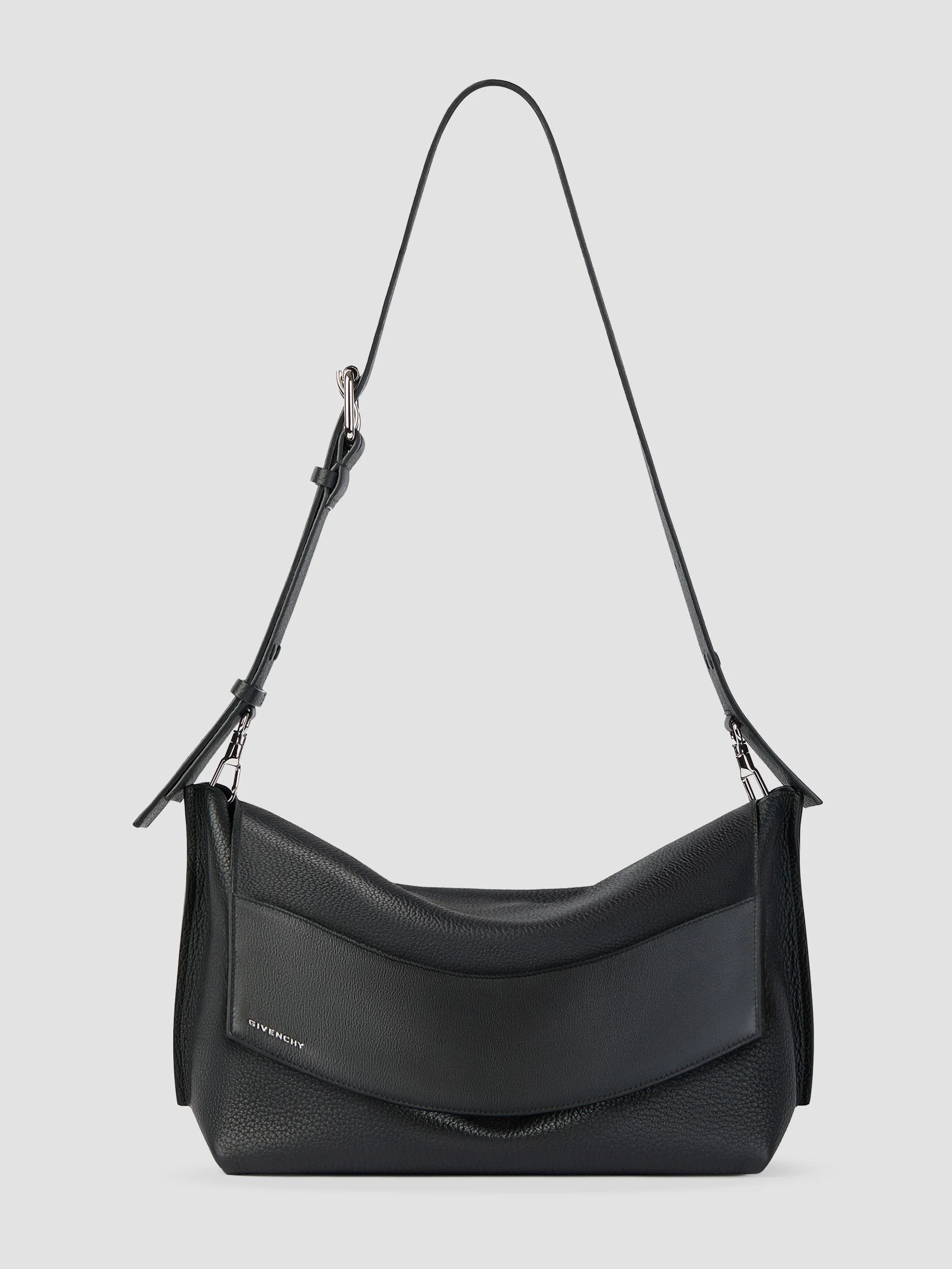Men's Fold Bag in Grained Leather - Black - 1