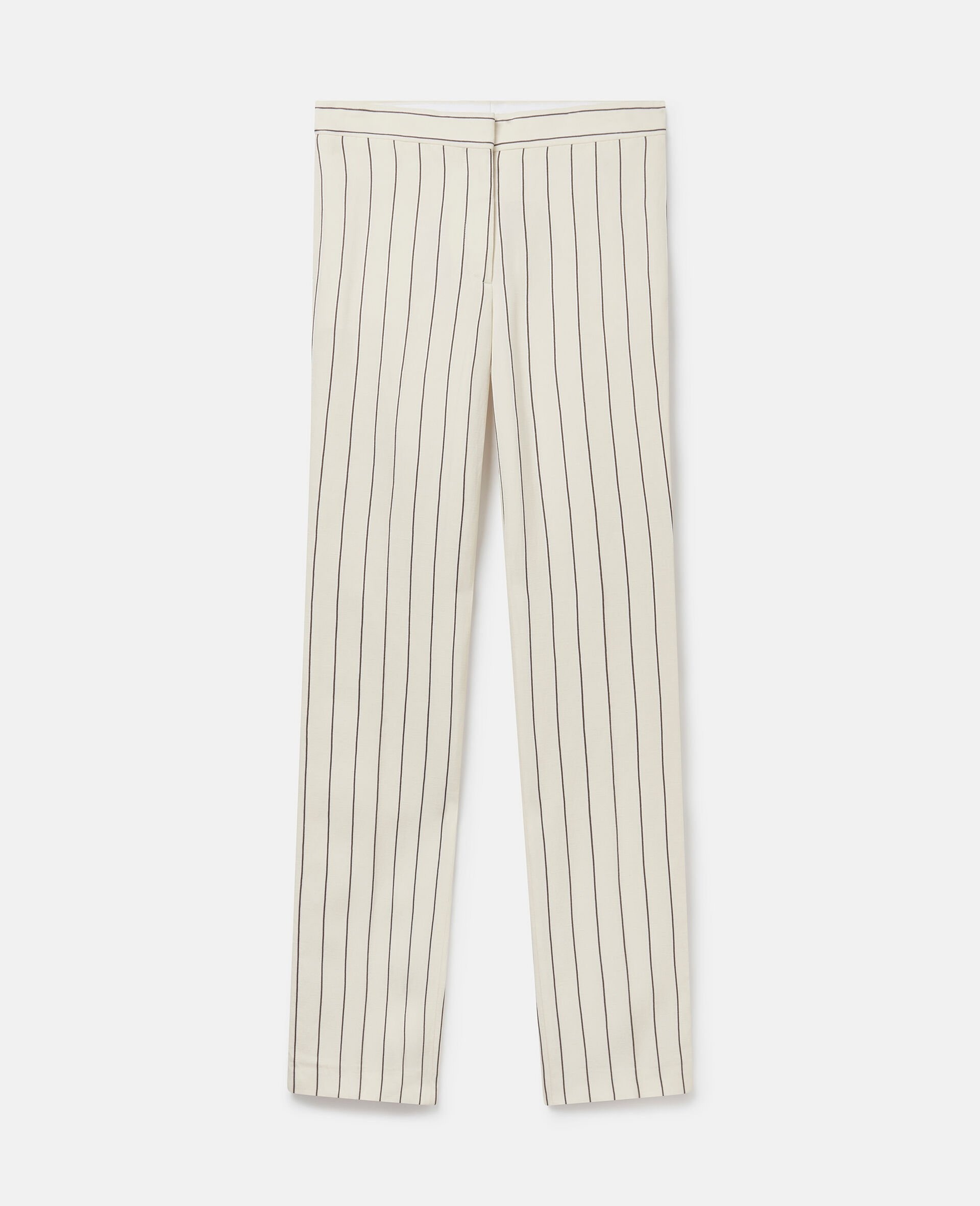 Striped Mid-Rise Straight-Leg Trousers - 1