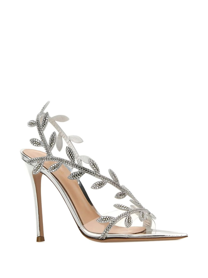 Gianvito Rossi crystal-leaf leather sandals outlook