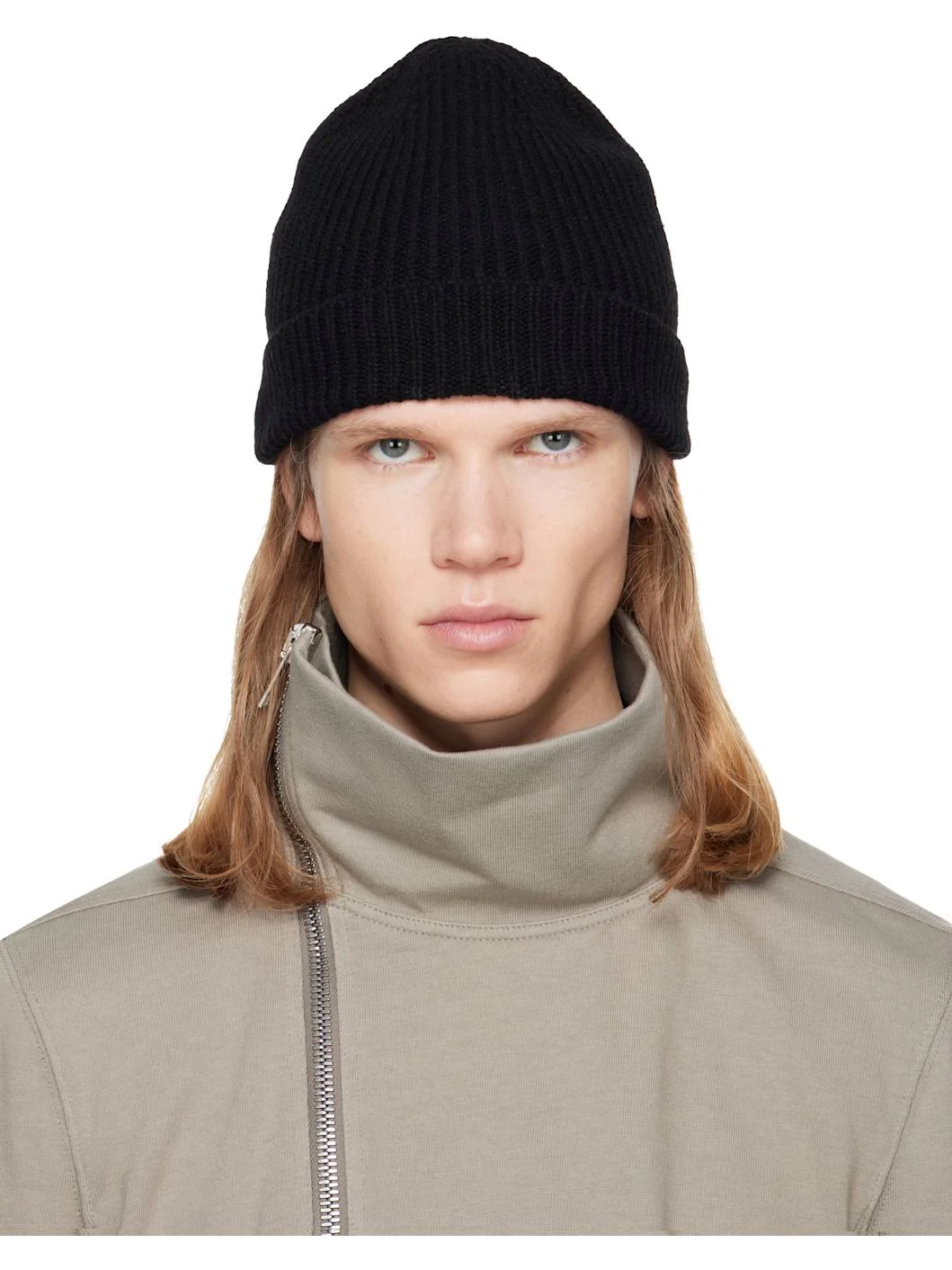 Black Tower Ribbed Beanie - 1