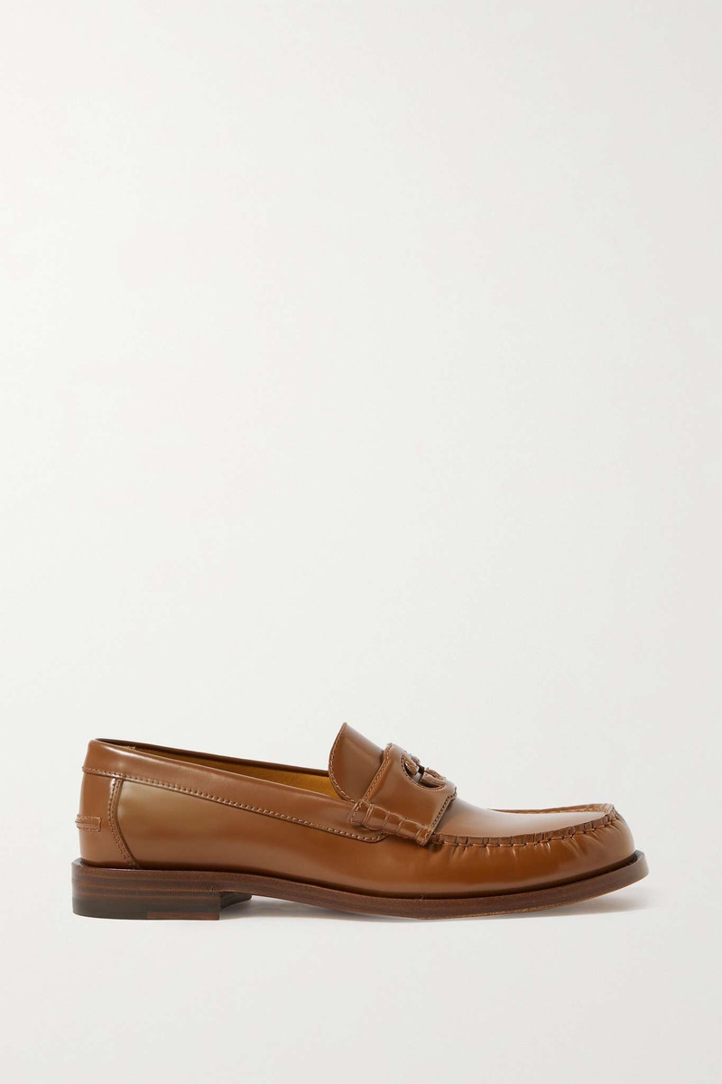 Cutout glossed-leather loafers - 1