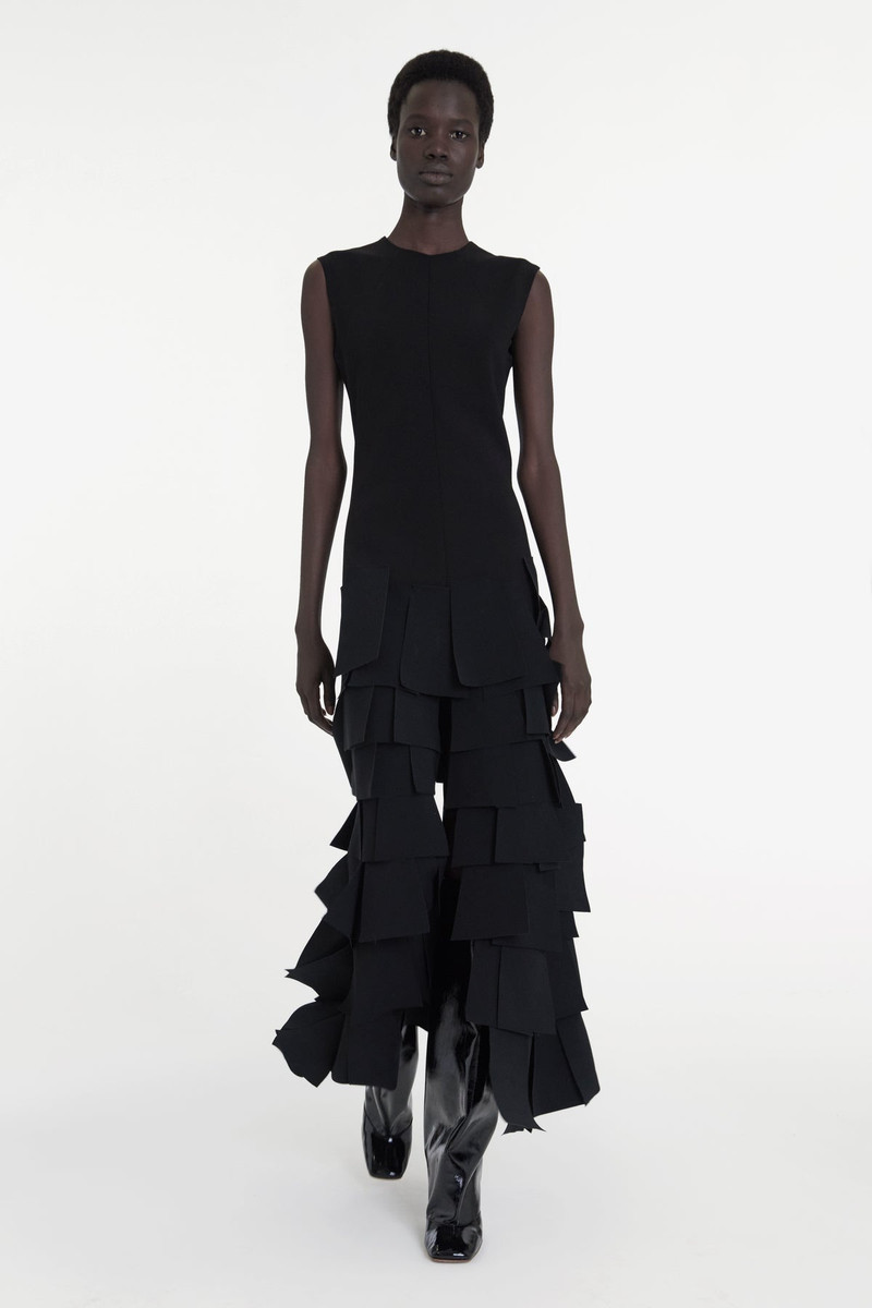 SLEEVELESS DRESS WITH LASER CUT ELEMENTS BLACK 1