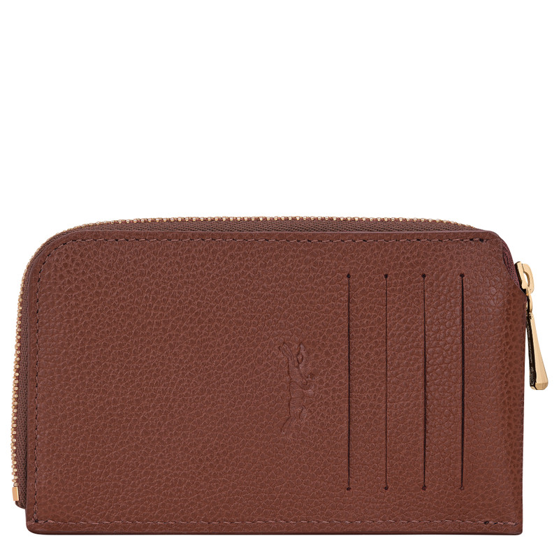 Longchamp Le Foulonné Card holder Coffee - Leather outlook