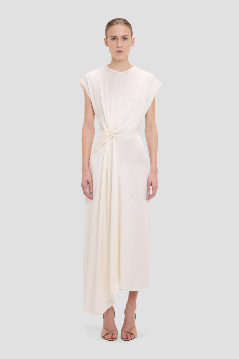 Victoria Beckham Aria Midi Dress In Ivory outlook