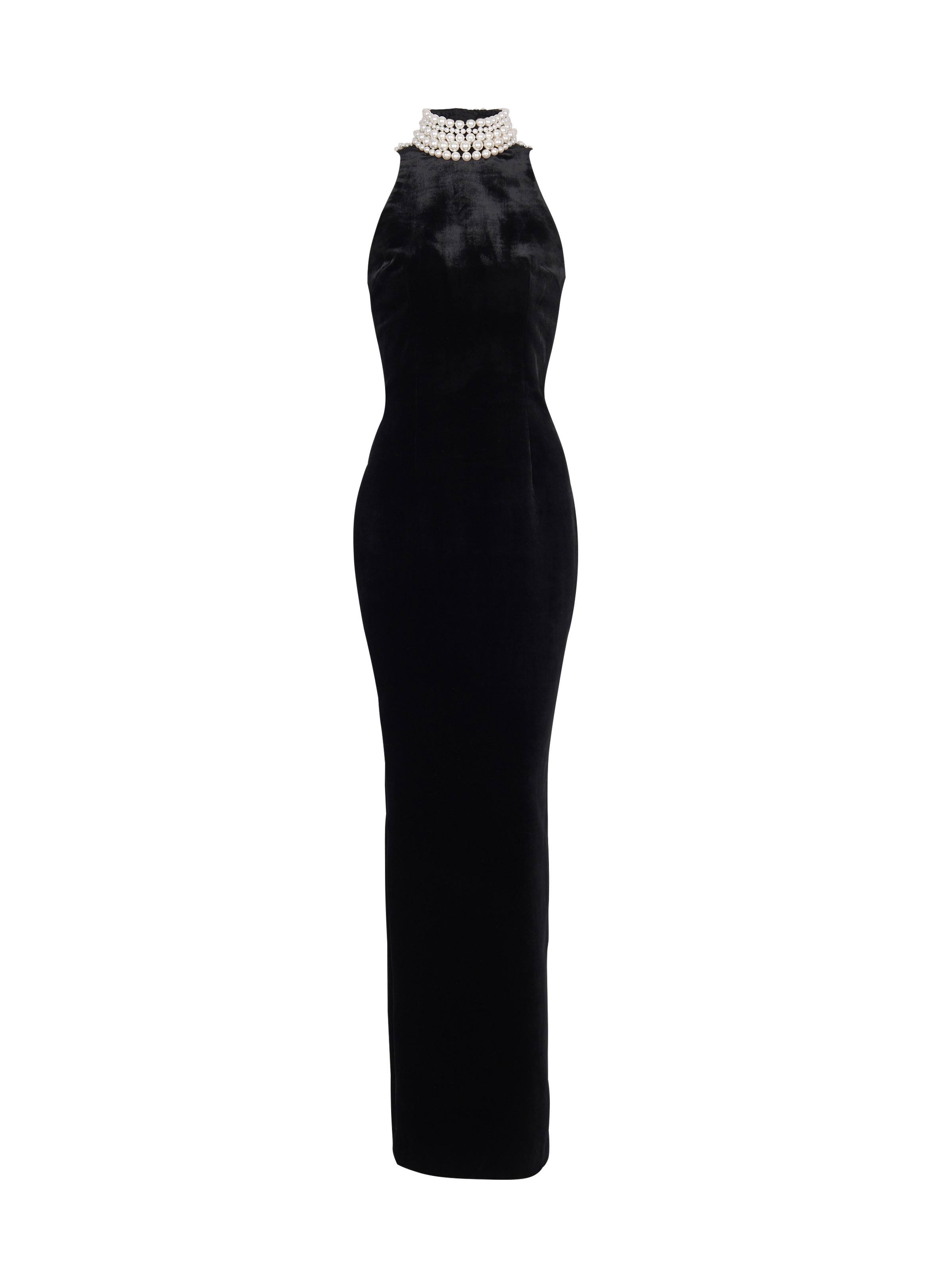 Long velvet halterneck dress - 1