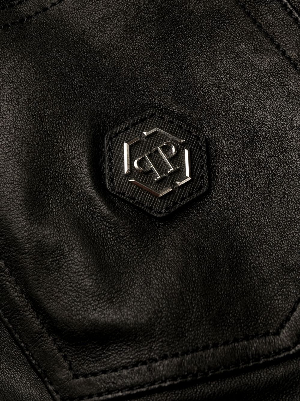 zippered leather biker trousers - 7