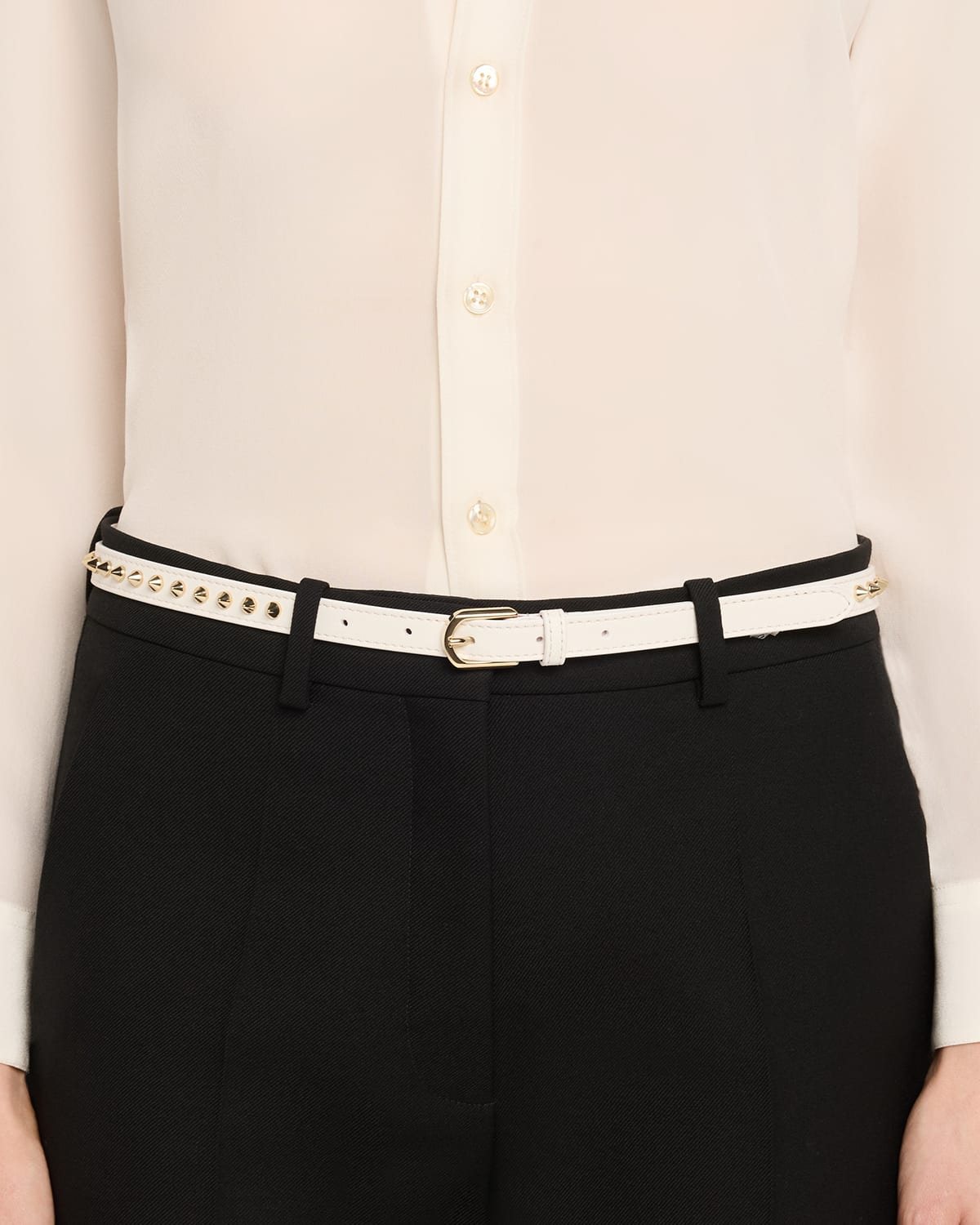 Cabata Paris Spike Skinny Belt in Calf Leather - 2