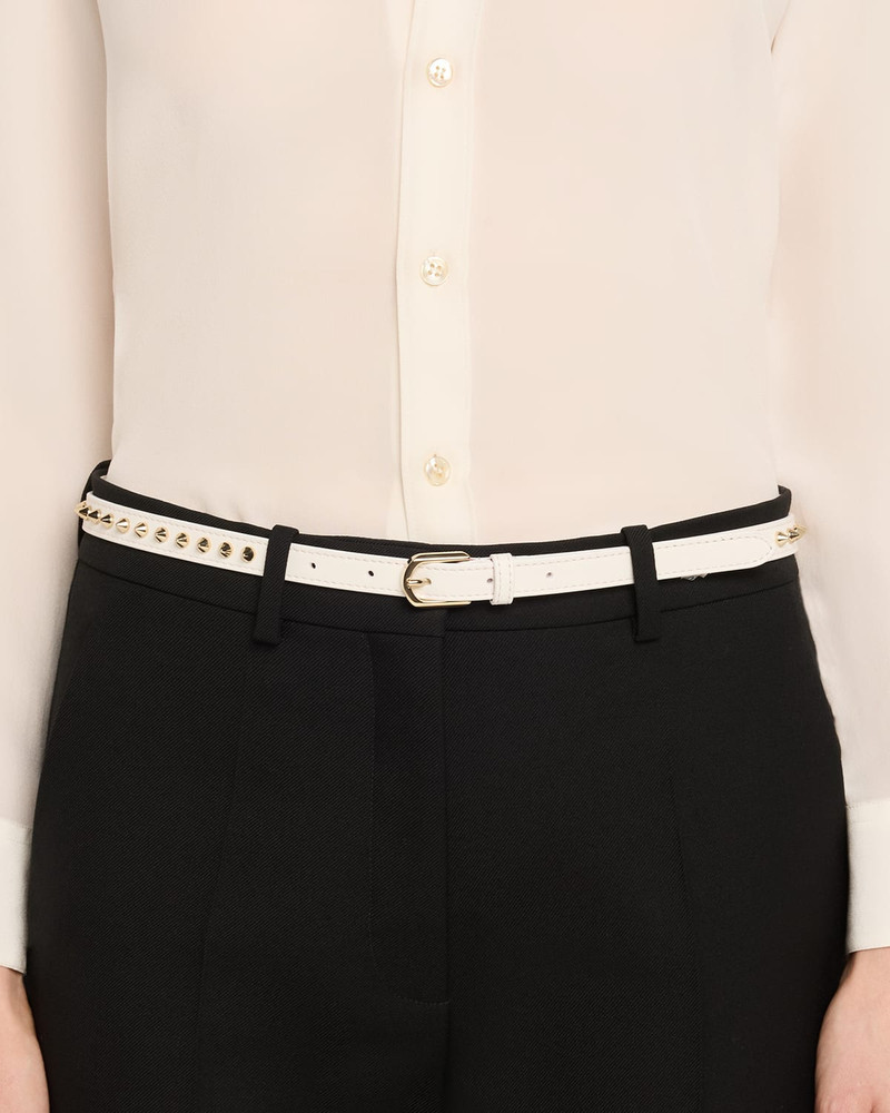 Christian Louboutin Cabata Paris Spike Skinny Belt in Calf Leather outlook