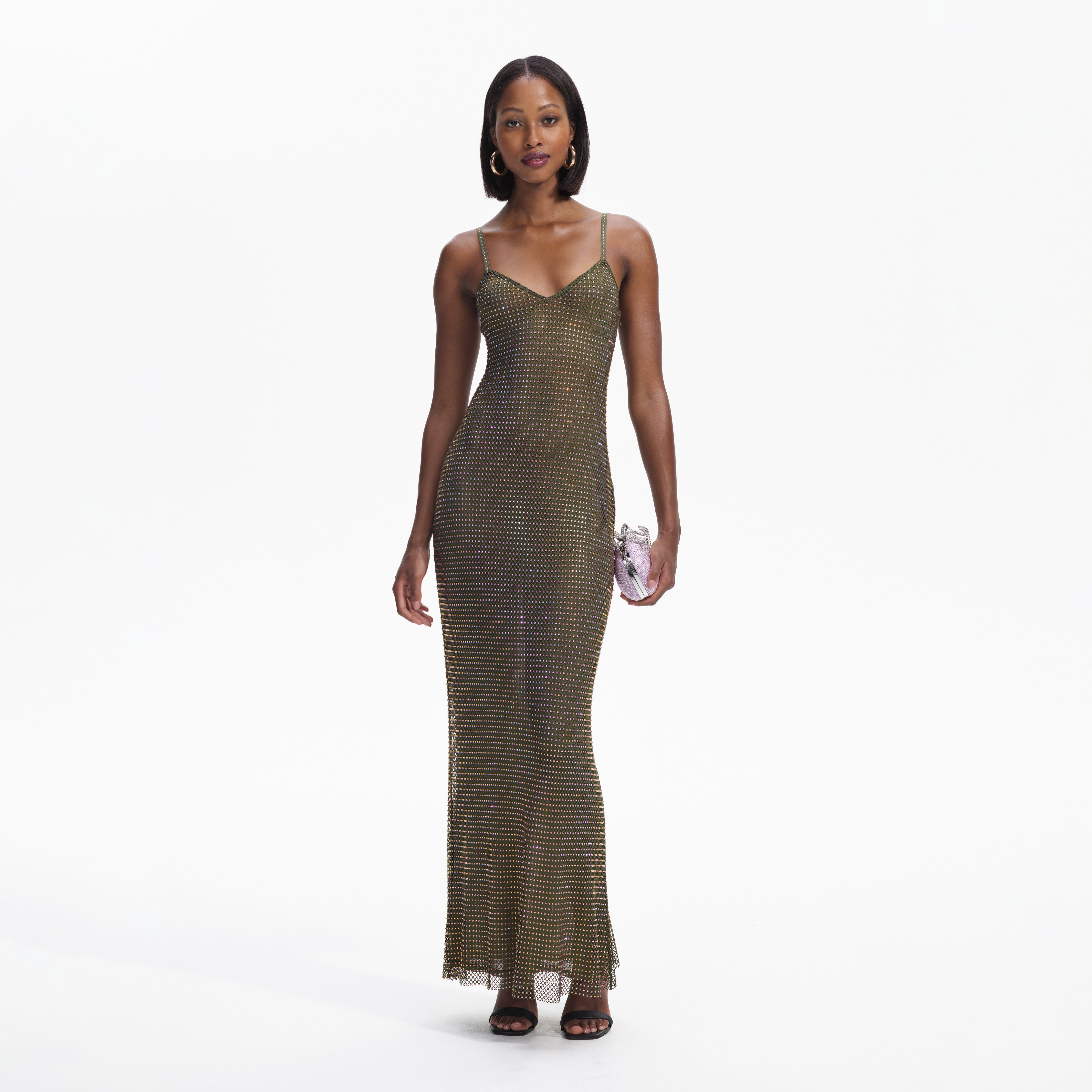 Khaki Rhinestone Maxi Dress - 1