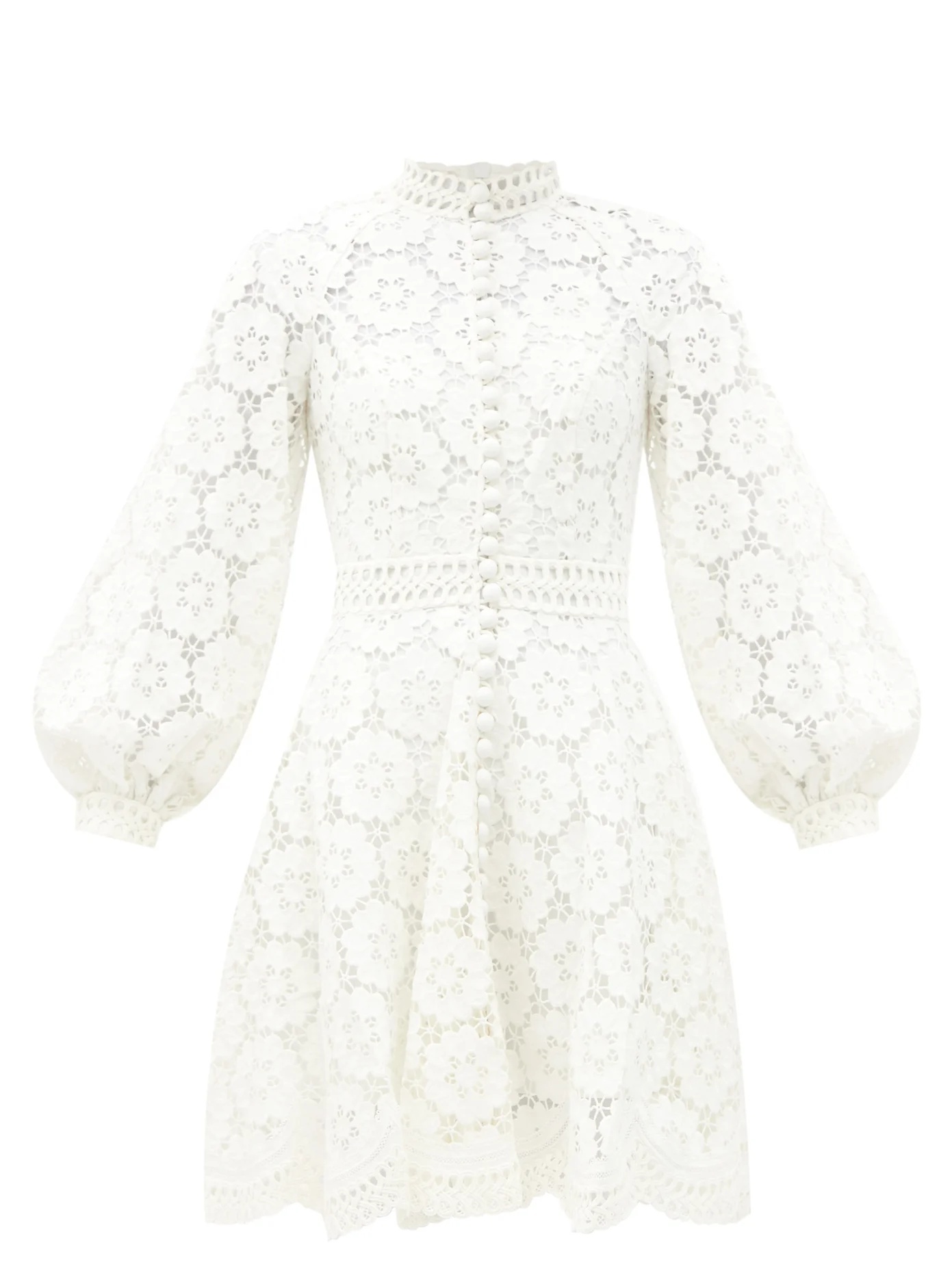 Bells linen-blend guipure-lace mini dress - 1