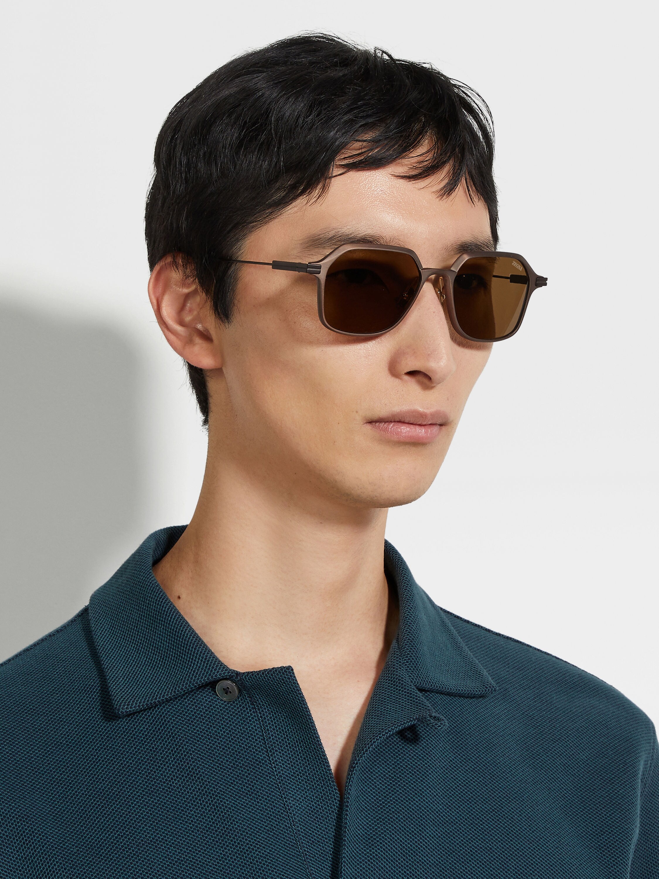 LIGHT BROWN ALUMINUM AND METAL SUNGLASSES - 4