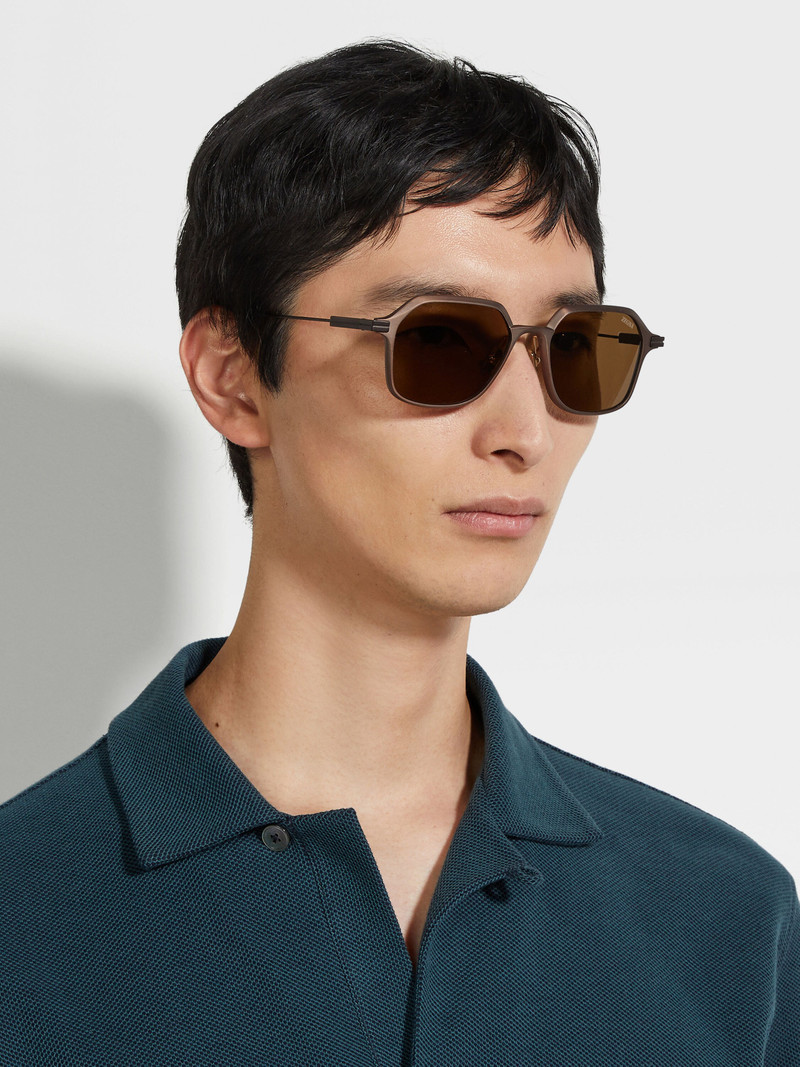 LIGHT BROWN ALUMINUM AND METAL SUNGLASSES 4