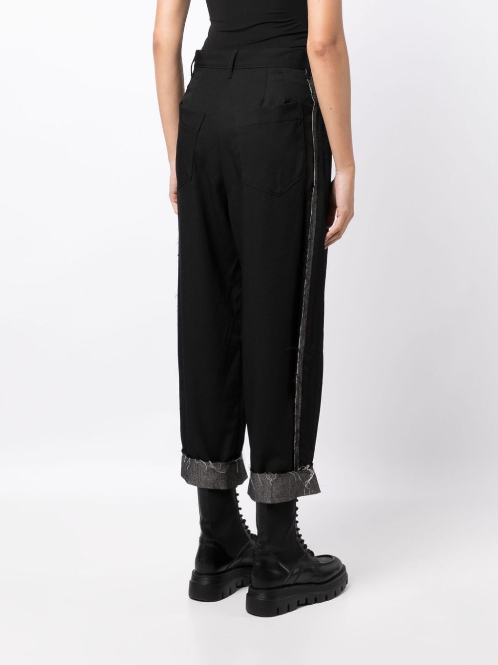 stripe-detail wool tapered trousers - 4