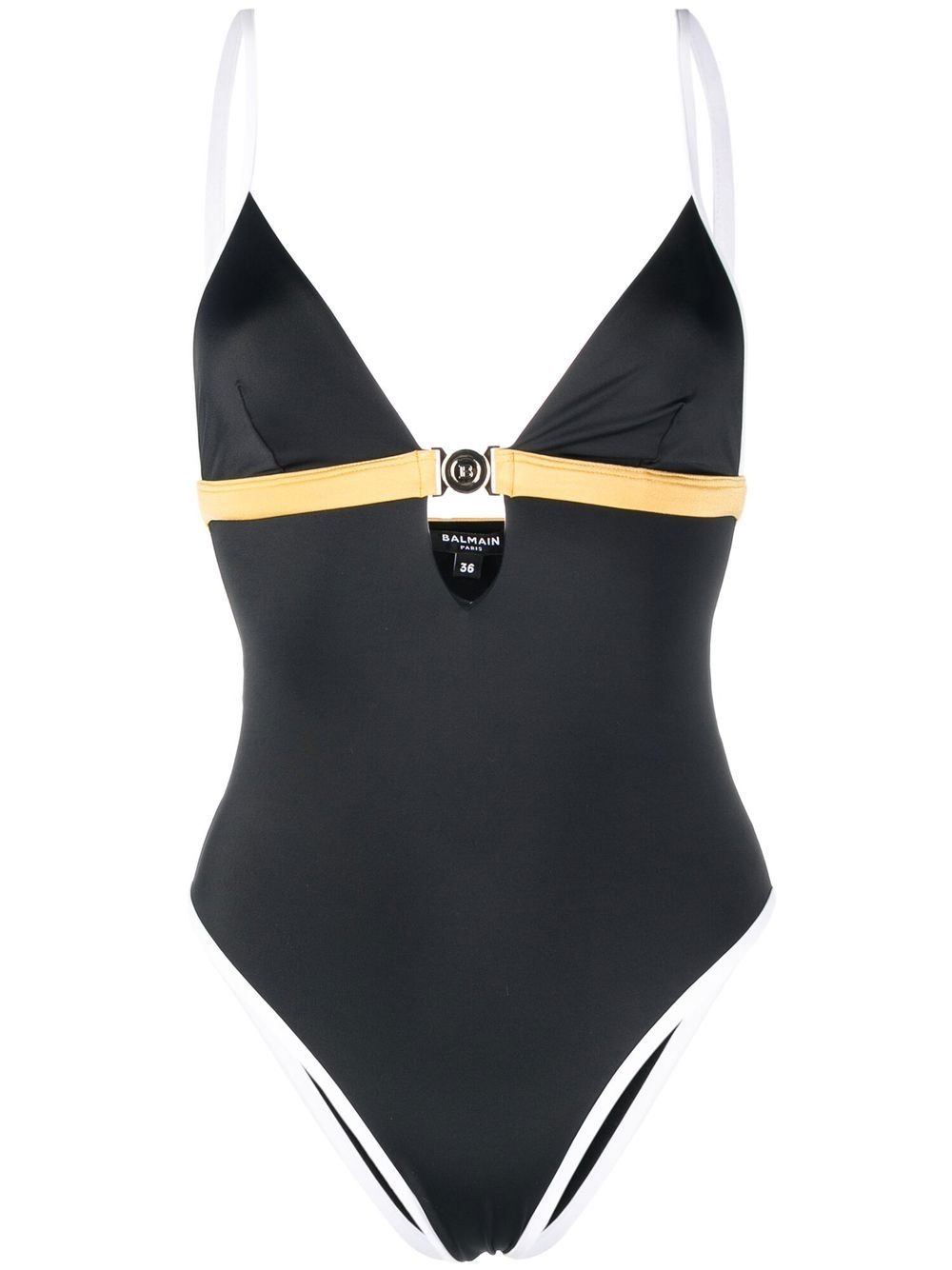 colour-block fitted swimsuit - 1