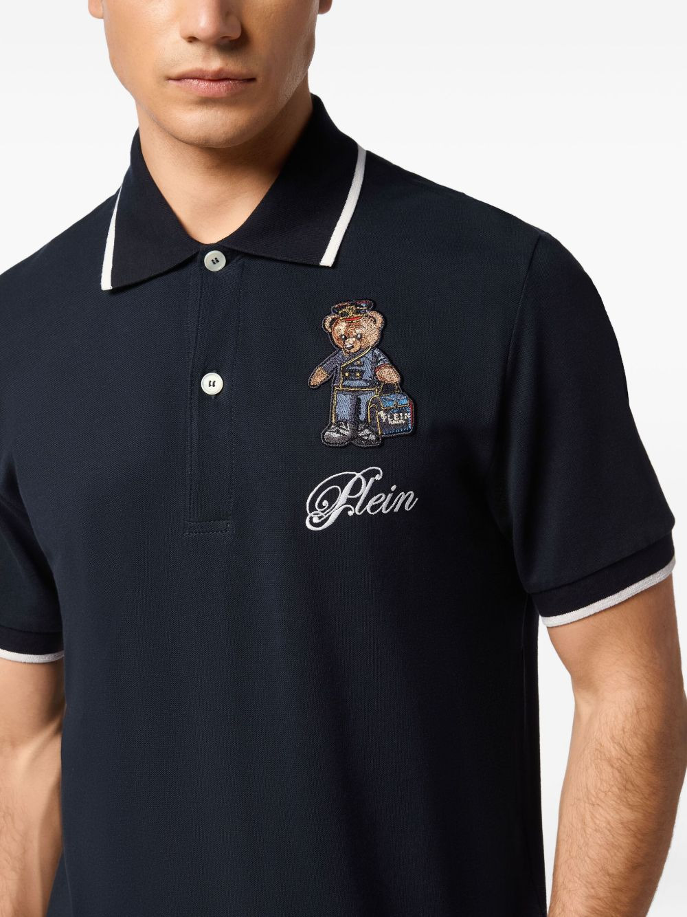 teddy bear-embroidered polo shirt - 4