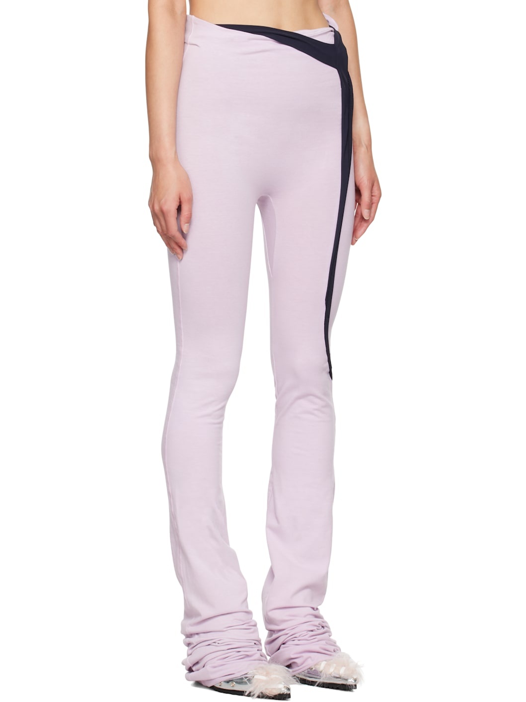 Purple Distressed Drape Lounge Pants - 2