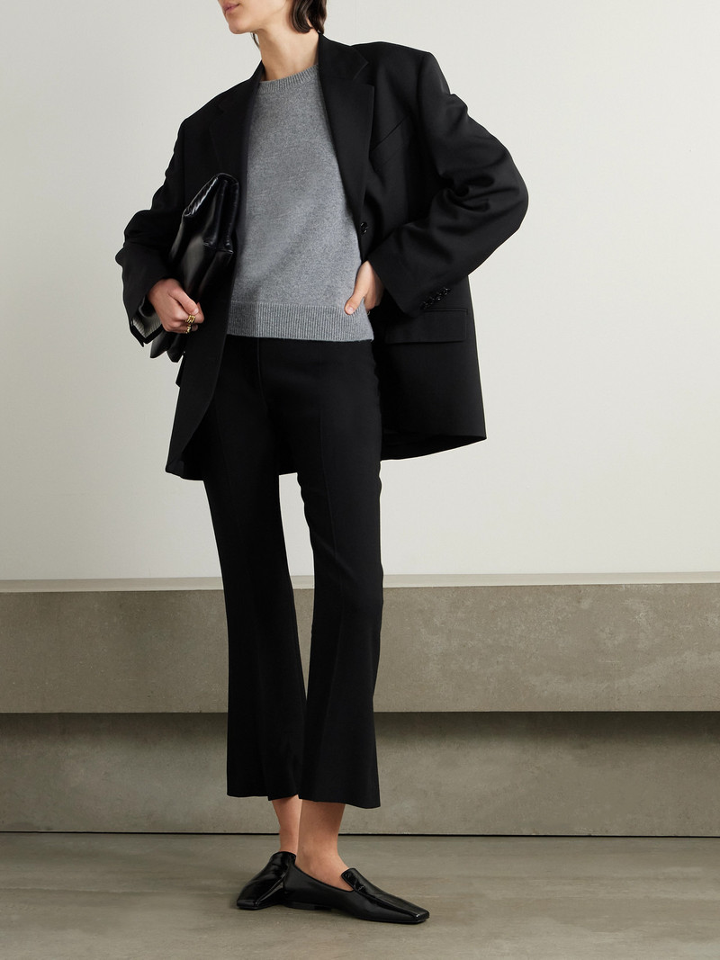 TOVE Talia Cropped Pleated Crepe Flared Pants outlook