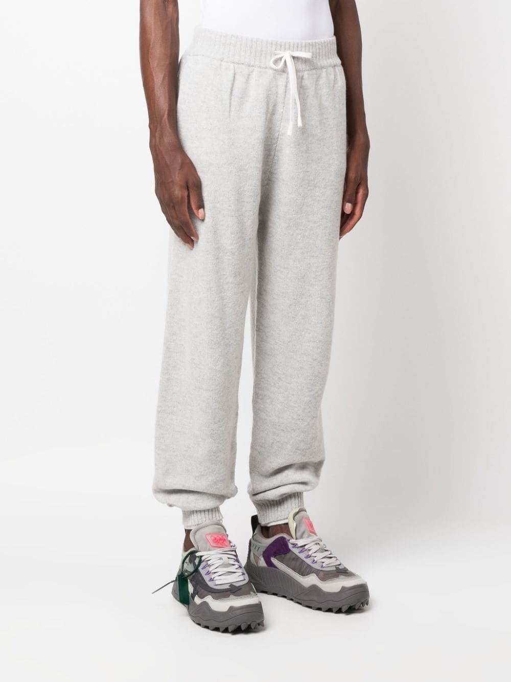 tapered knit track pants - 3