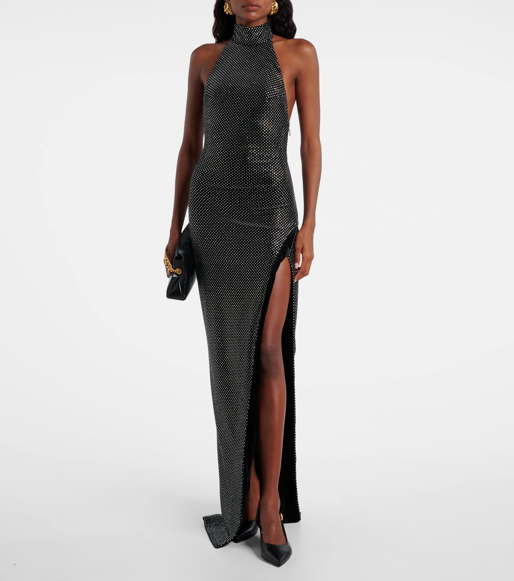 Rhinestone-embellished velvet maxi dress - 2