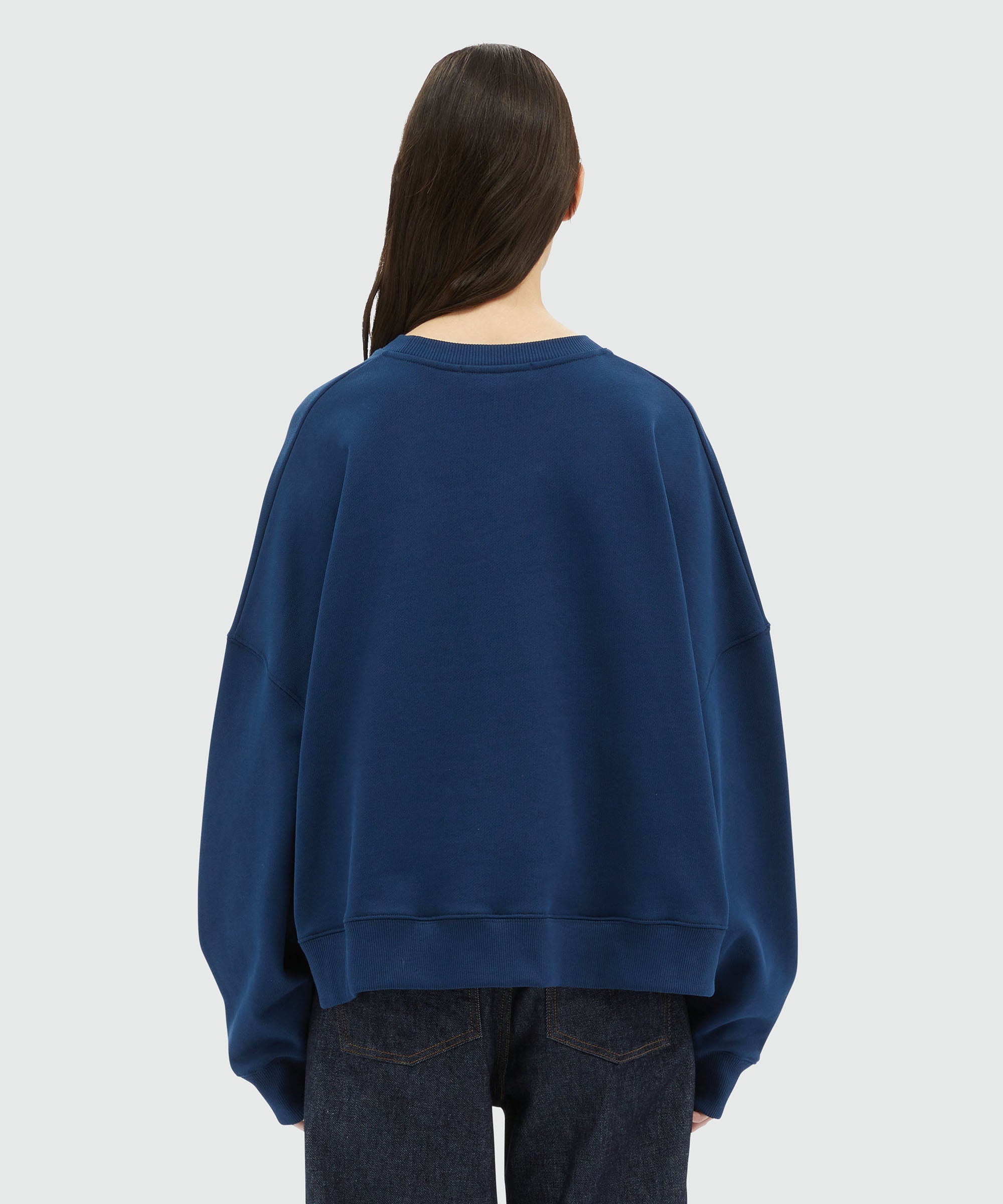 Blue jersey sweatshirt with mirco logo print - 3