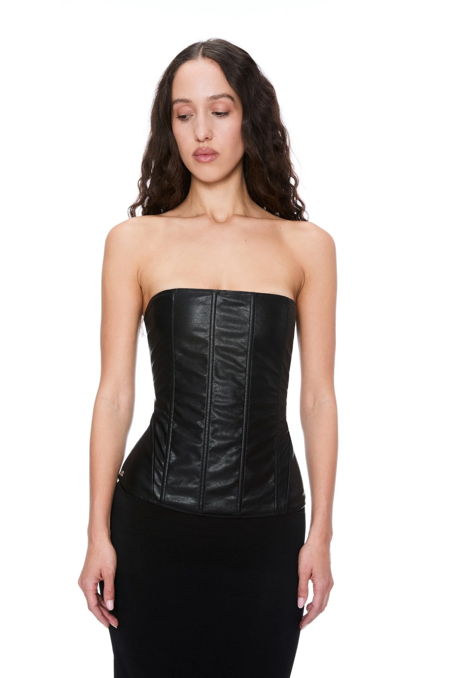 LIBRA CORSET - BLACK VEGAN LEATHER - 1
