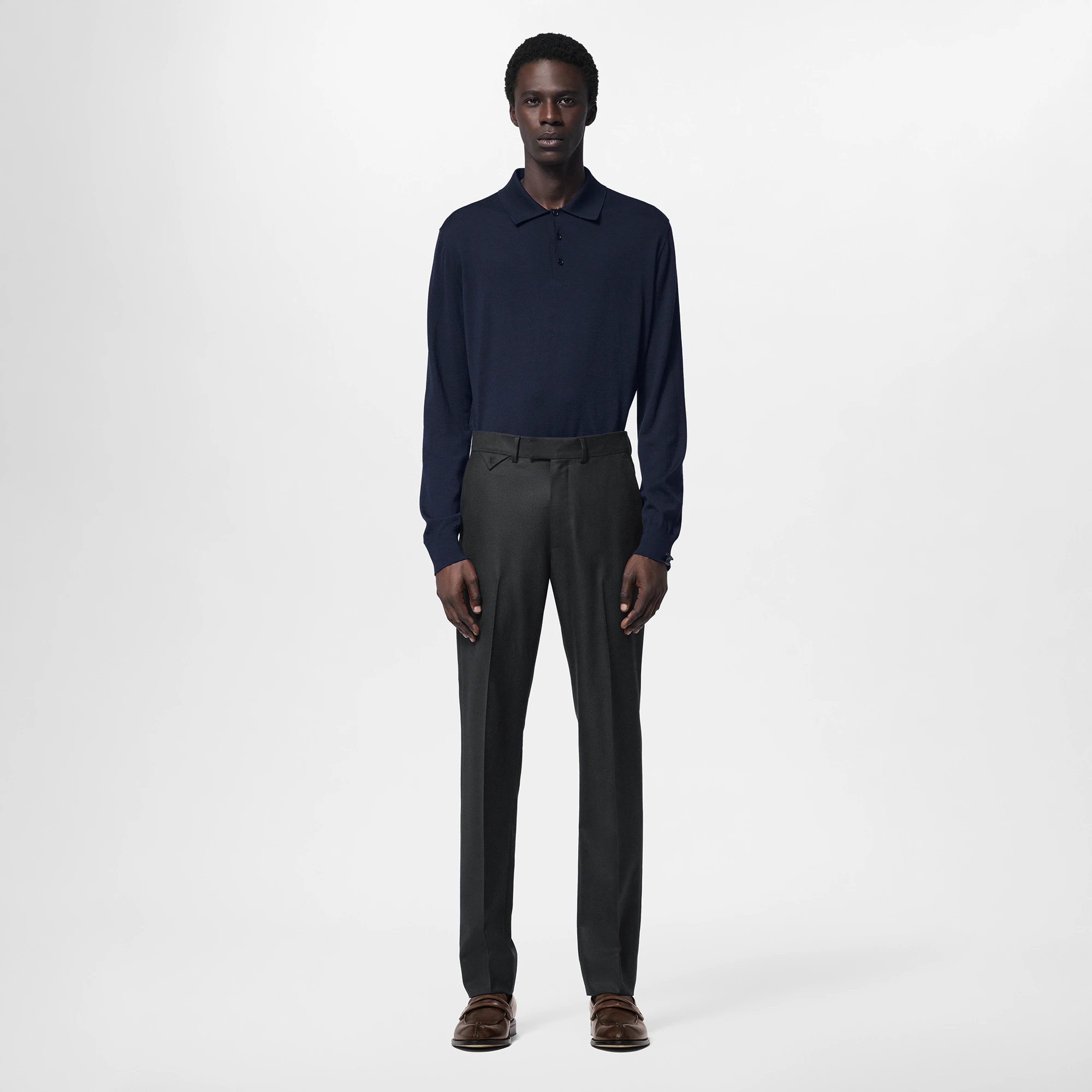 Silk And Cashmere Blend Long-Sleeved Polo Shirt - 6