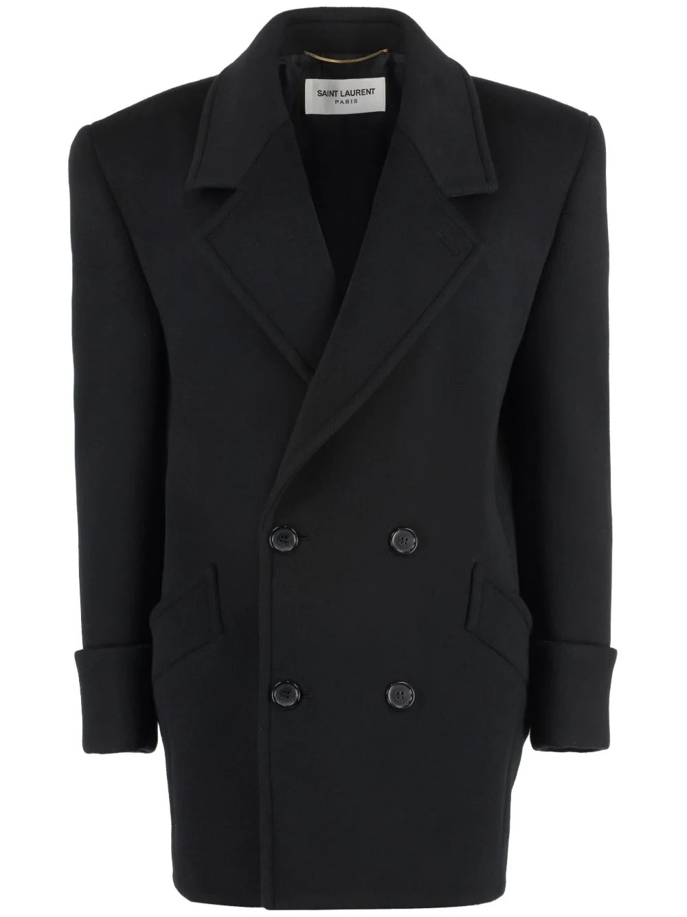 double-breasted wool coat - 1