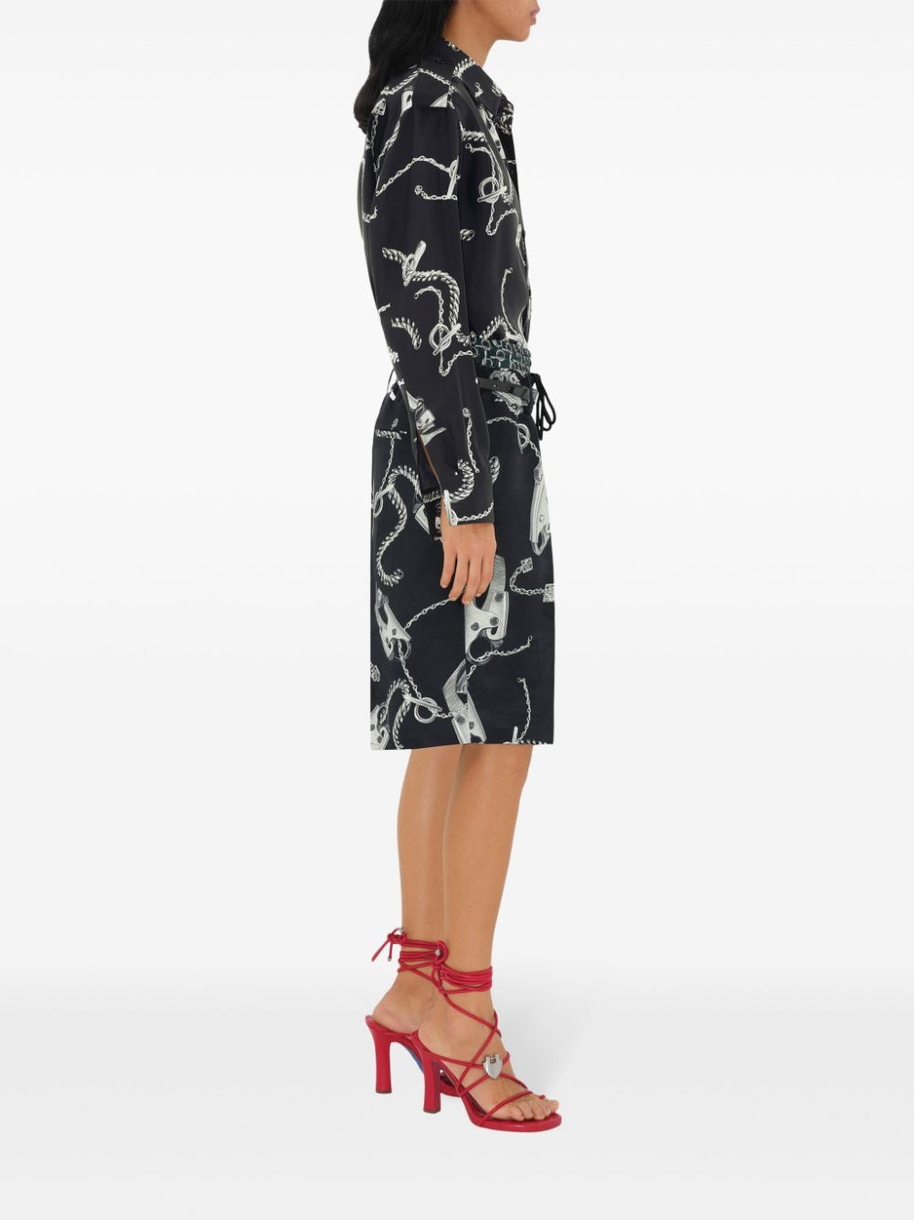 chain link-print straight-leg shorts - 3