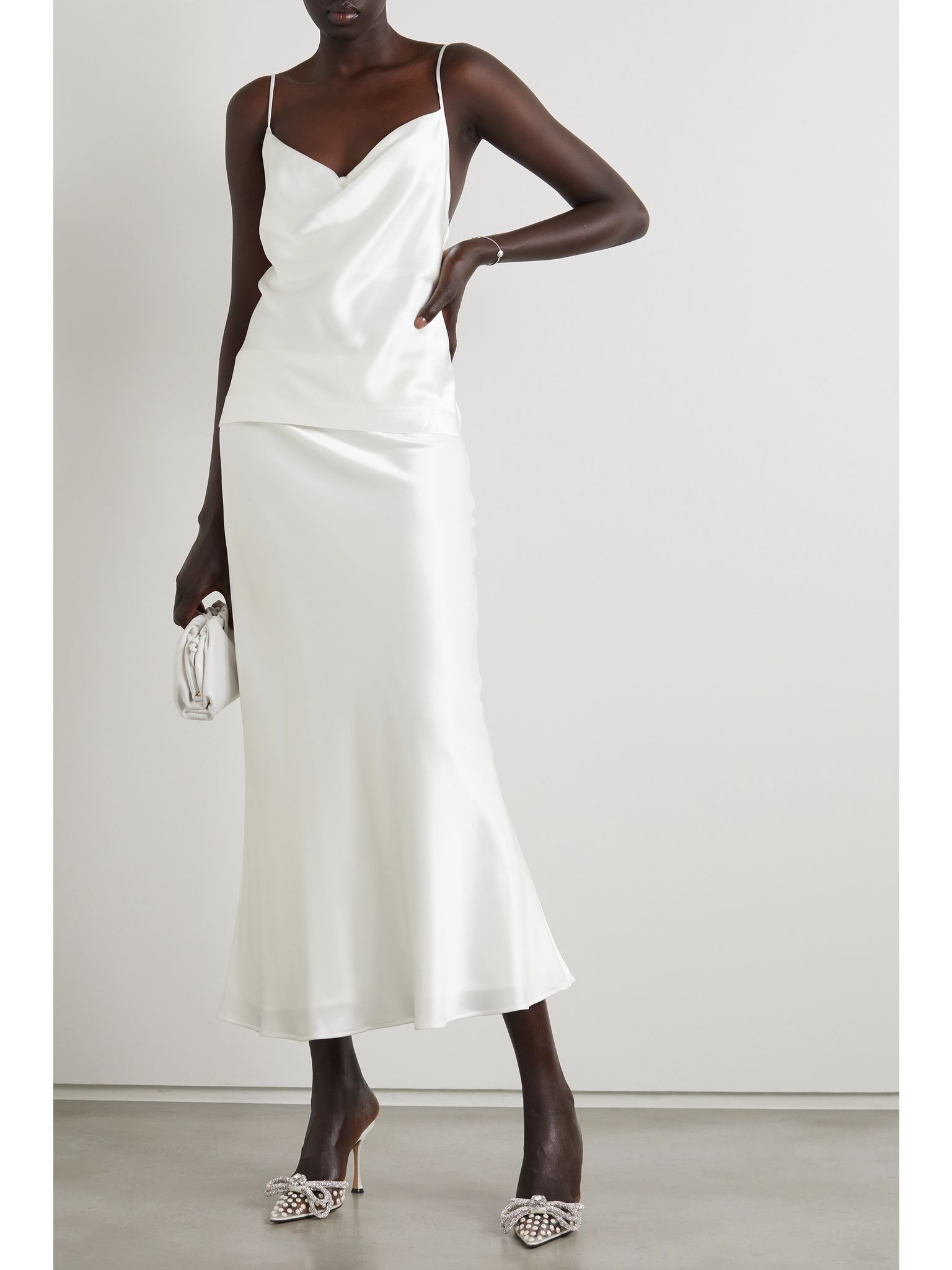 Valletta satin midi skirt White - 2