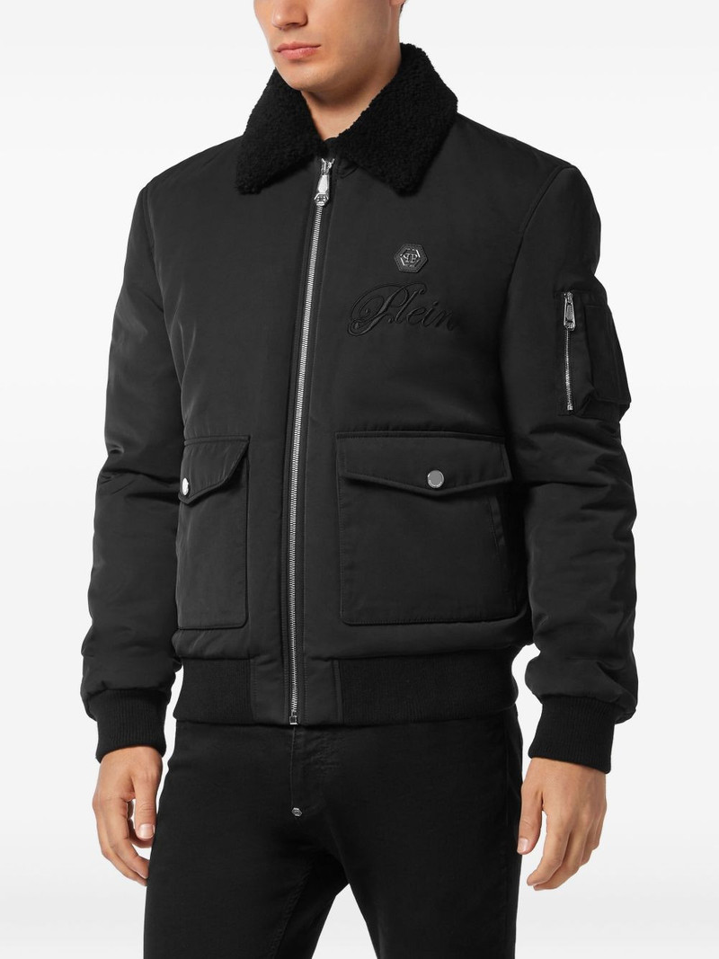 PHILIPP PLEIN faux-shearling-collar bomber jacket outlook