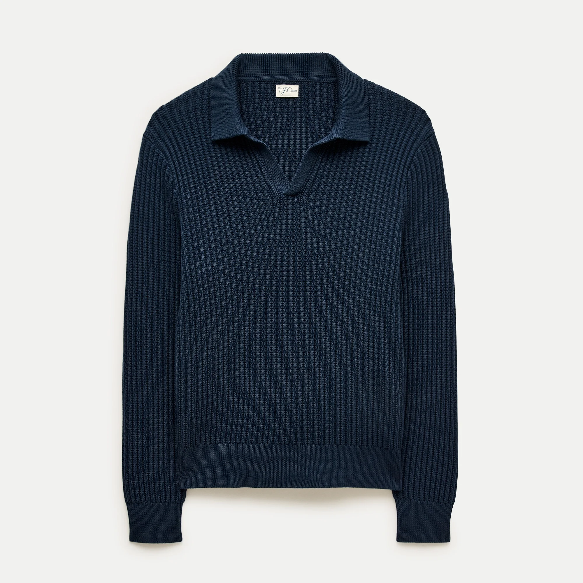 Fisherman-rib johnny-collar sweater in cotton - 1