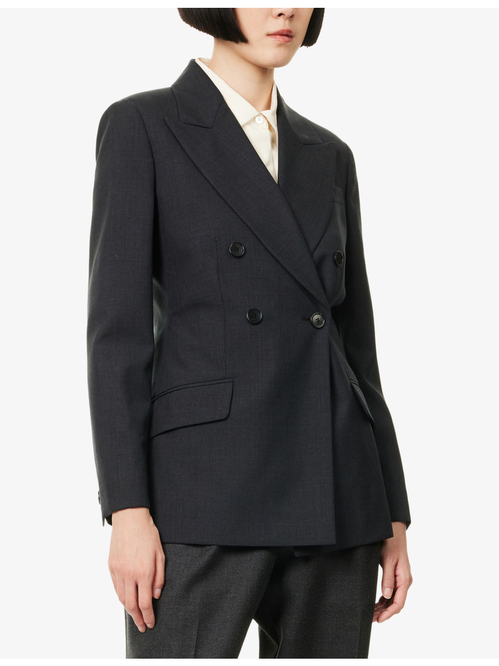 Peak-Lapel Double-Breasted Wool Blazer - 3