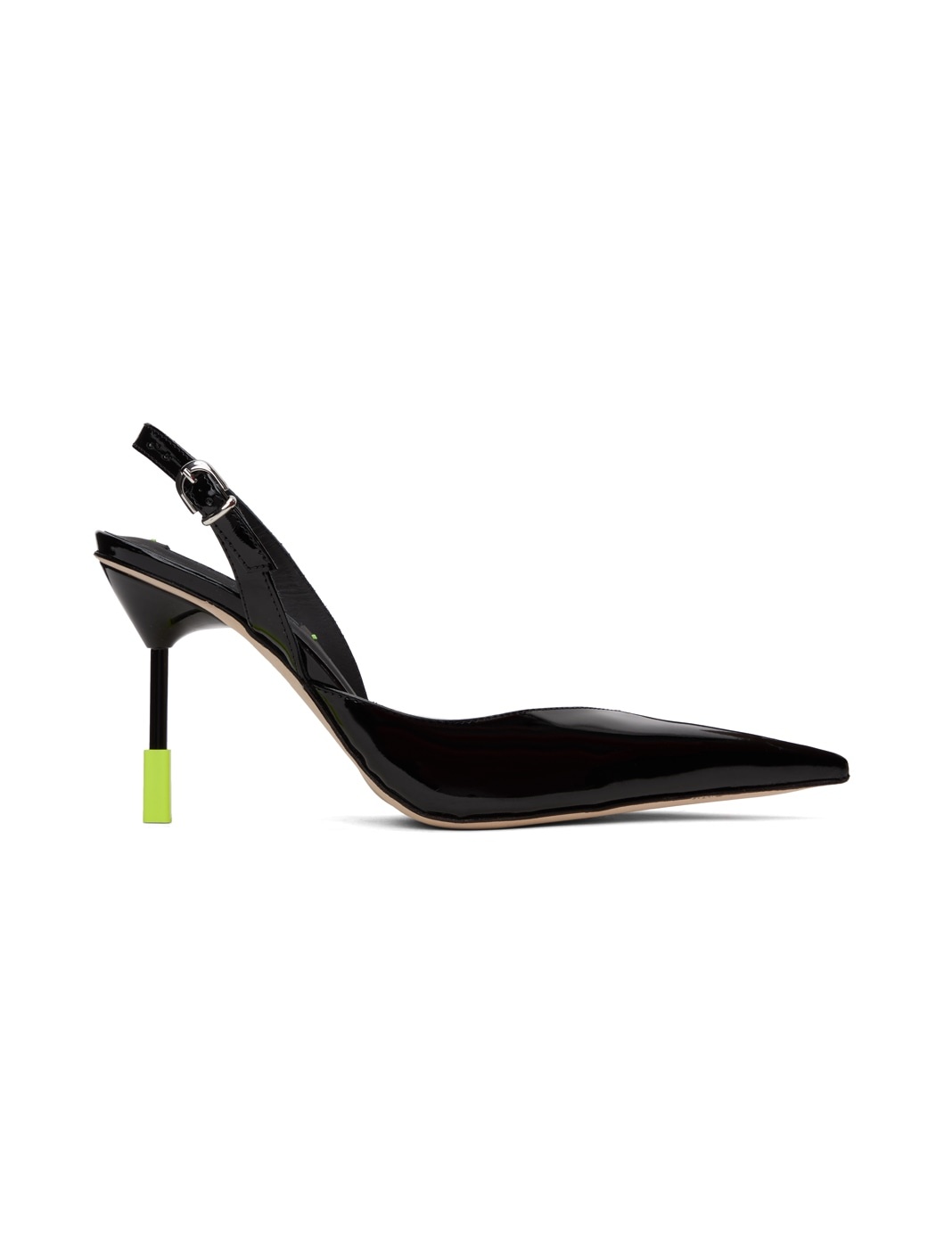 Black Pointed Sling Back Heels - 1