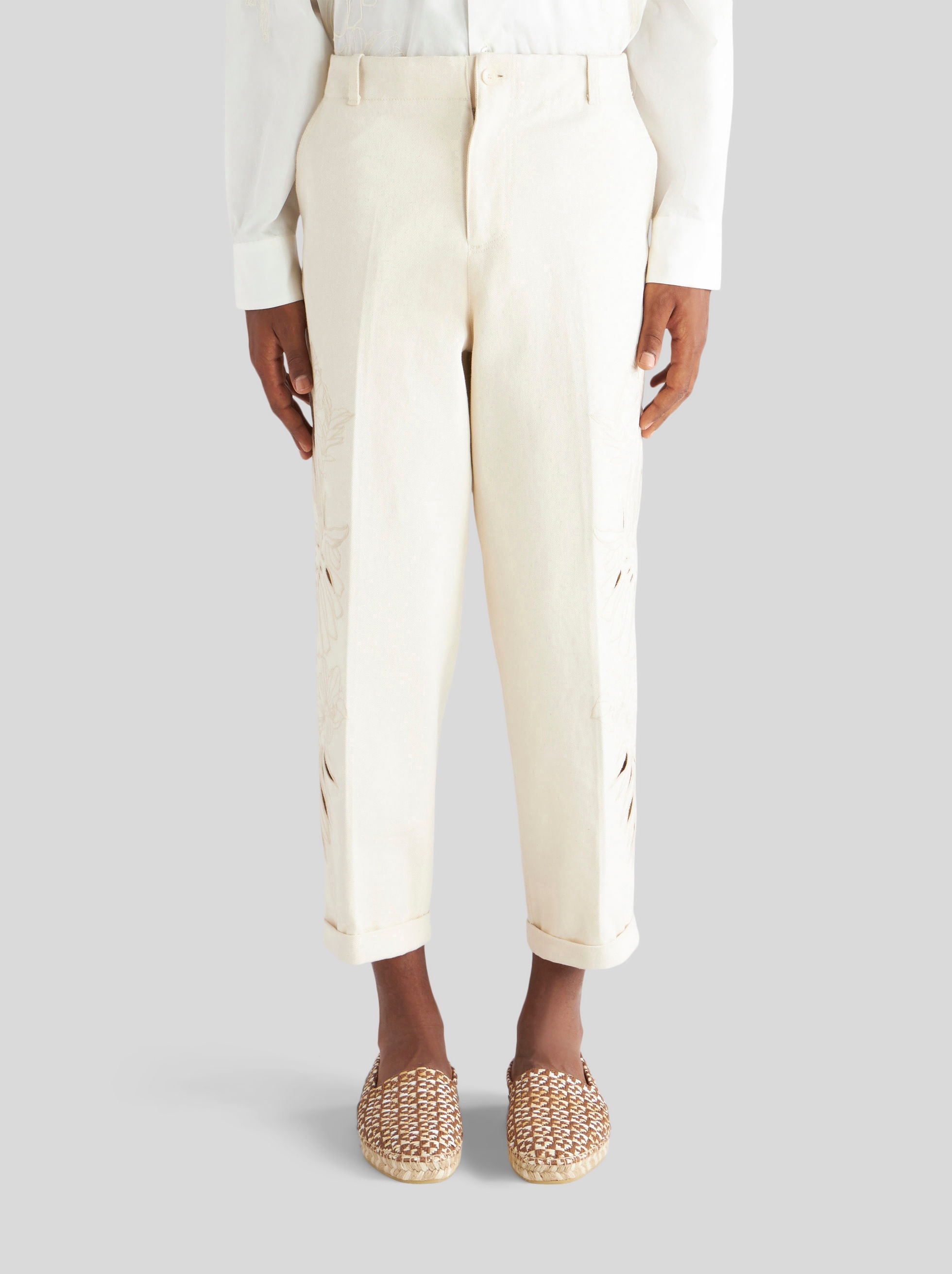SAN GALLO AND FLORAL EMBROIDERY TROUSERS - 2