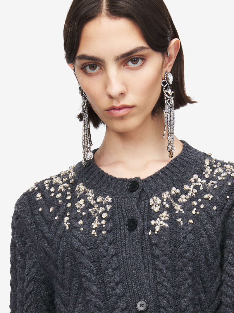 Crystal Embroidery Cable Knit Cardigan 6