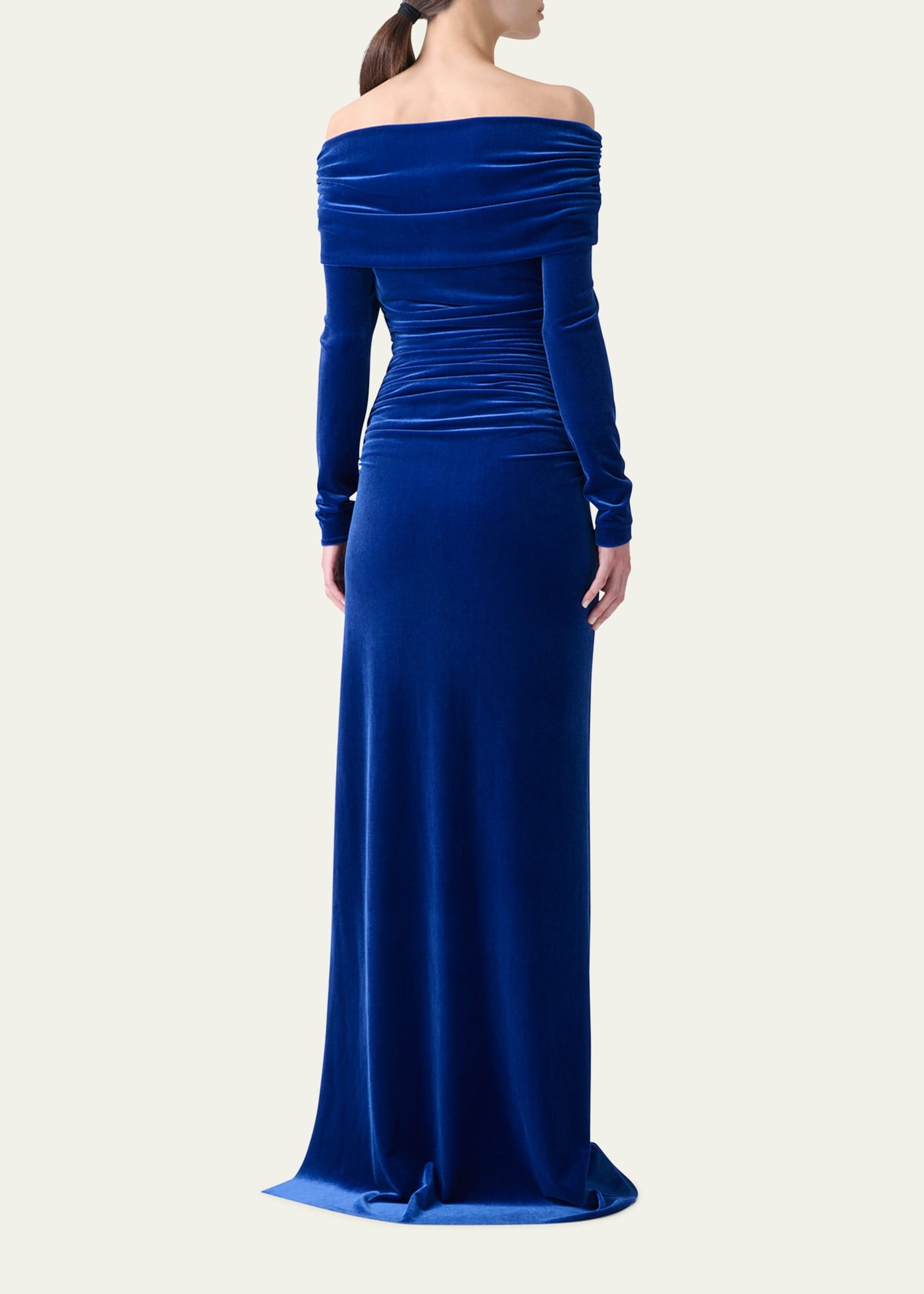 Velvet Off-the-Shoulder Draped Gown - 3