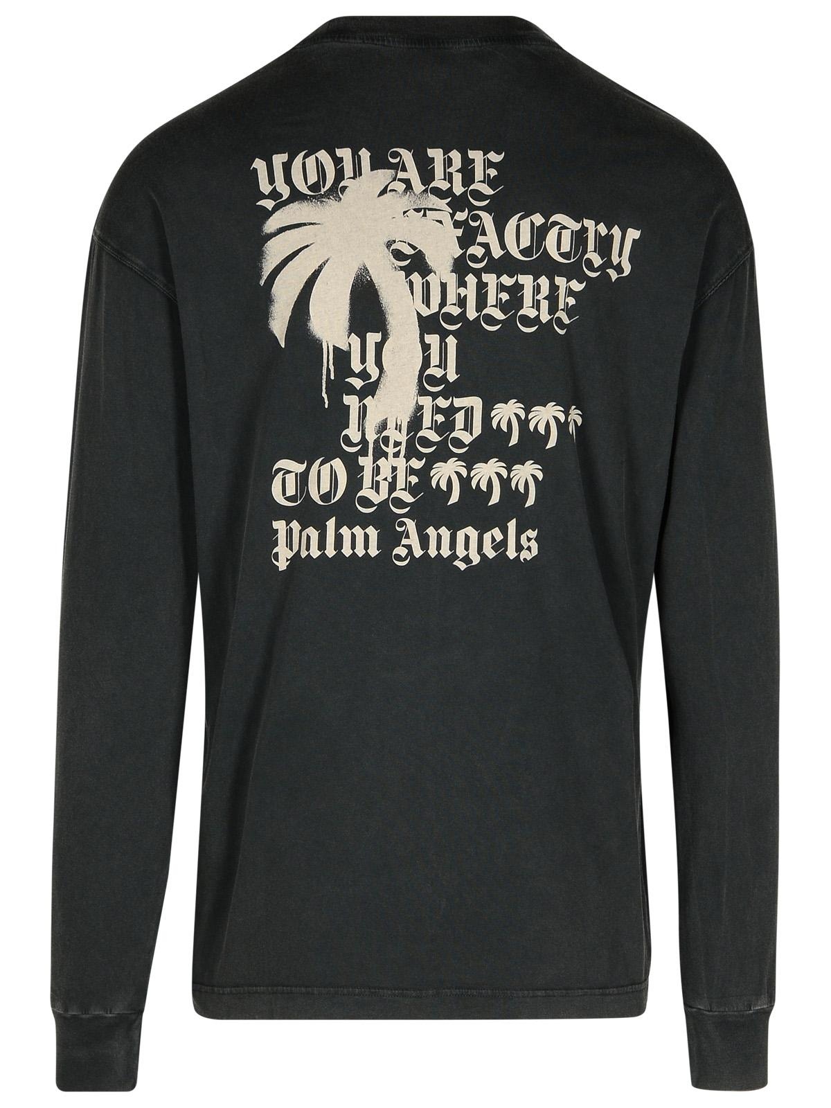 Palm Angels 'Stateme' Black Cotton Over T-Shirt Man - 3