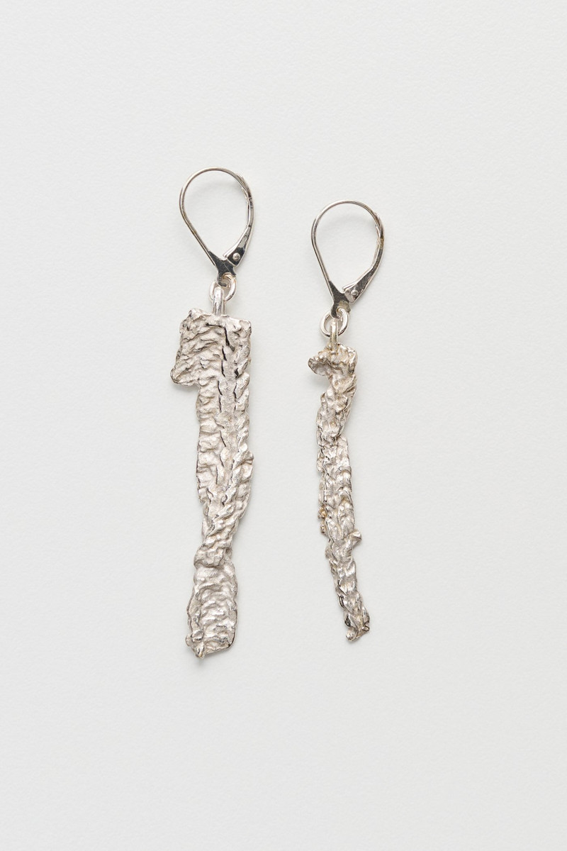 Casted Knit Earring Frosted White Sterling Silver 1