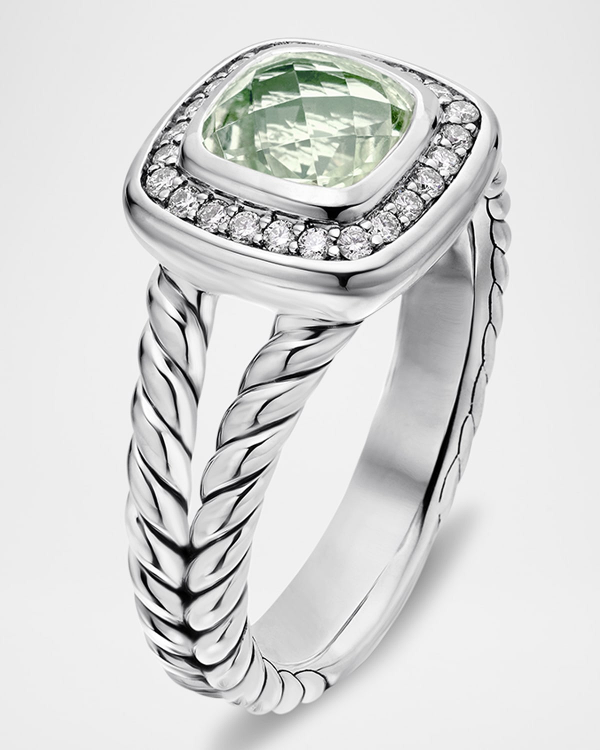 Petite Albion Ring with Gemstone and Diamonds in Silver, 7mm - 3