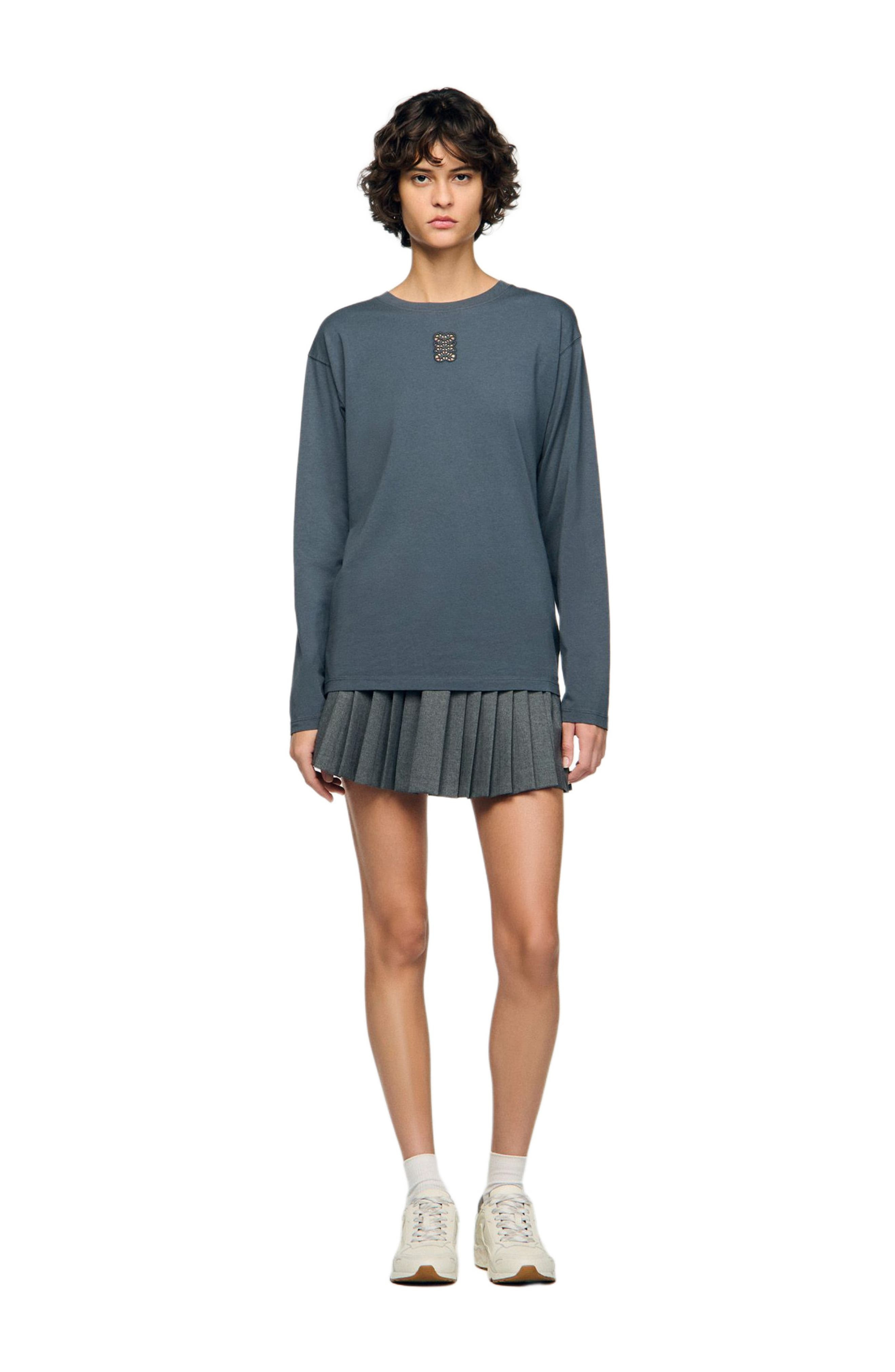 SANDRO T-shirt with embroidery in Grey at Nordstrom - 3
