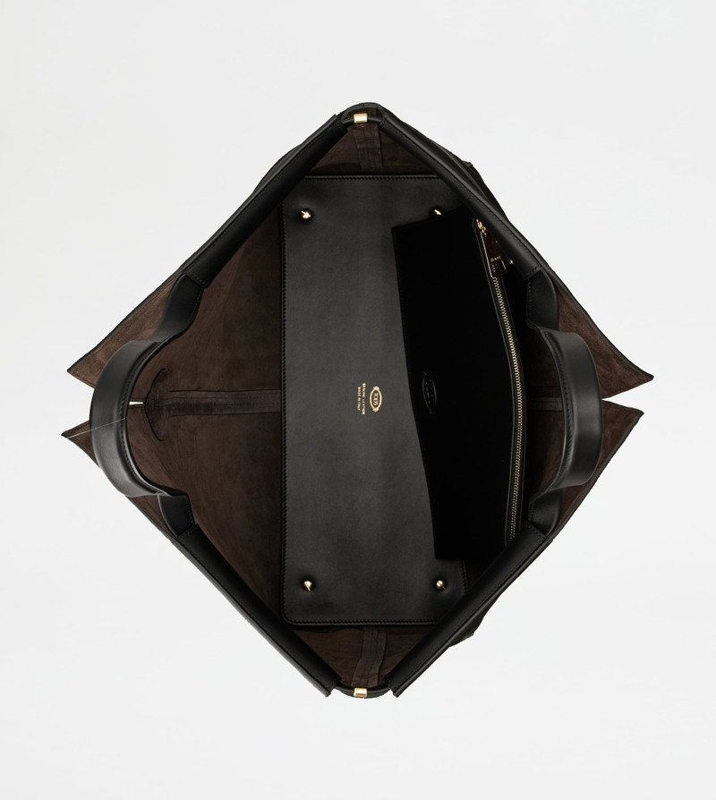 TOD'S DI BAG FOLIO IN SMOOTH LEATHER AND SUEDE MEDIUM - BLACK 5