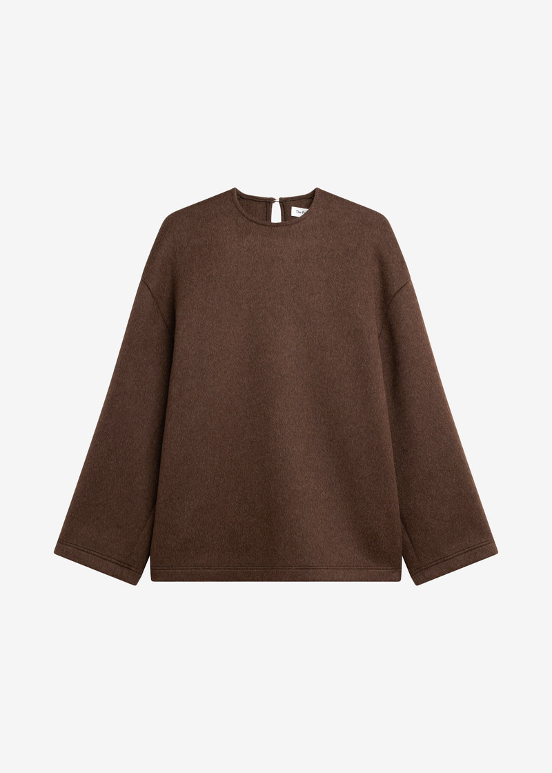 Delancey Long Sleeve Wool Top - Brown Melange 1